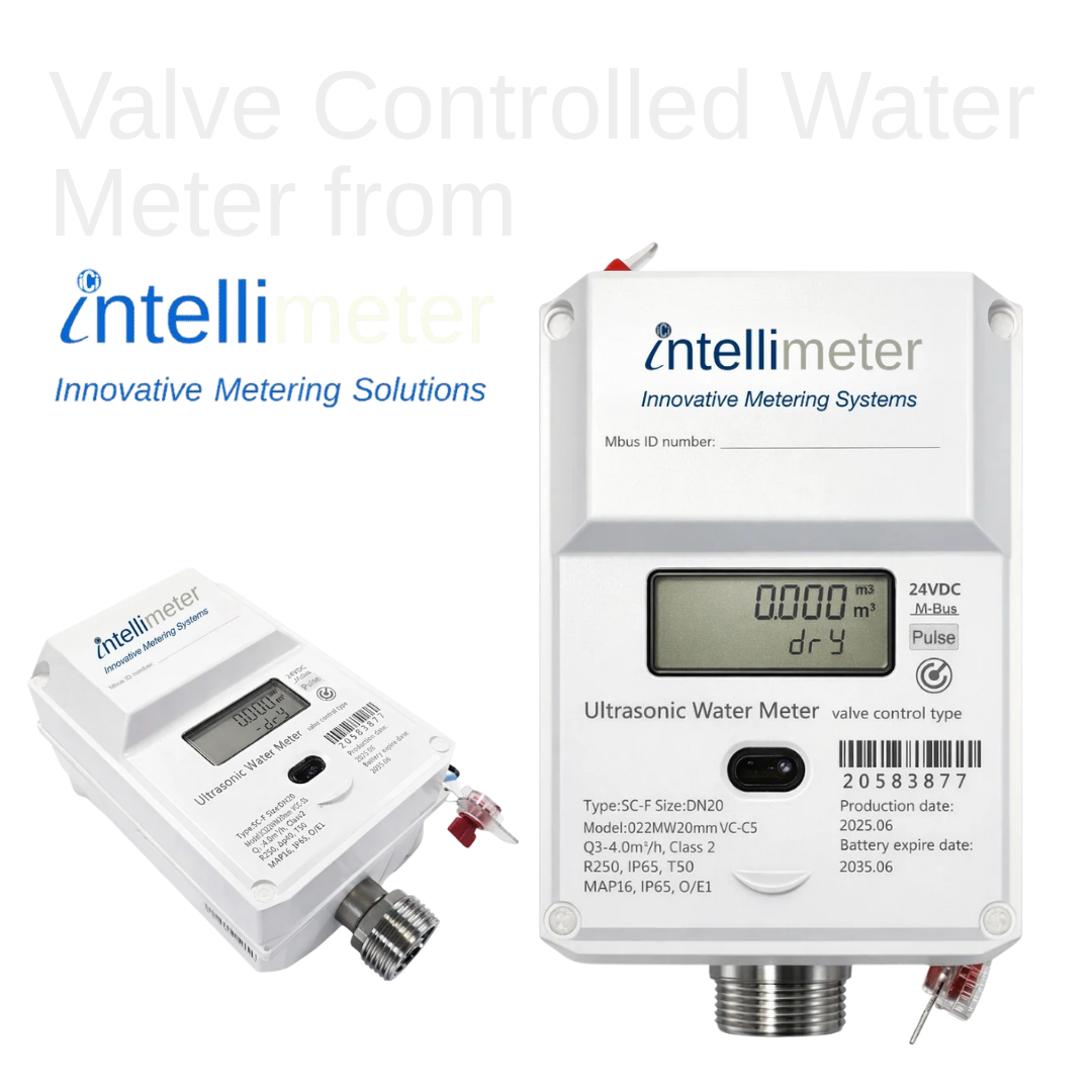 The new i-meter VCWM is an ultrasonic water meter from Intellimeter that comes with a remote-controlled valve integrated into the same meter body.

Ultrasonic technology allows for more accurate readings and a very low minimum flow of 16 L/hr compare