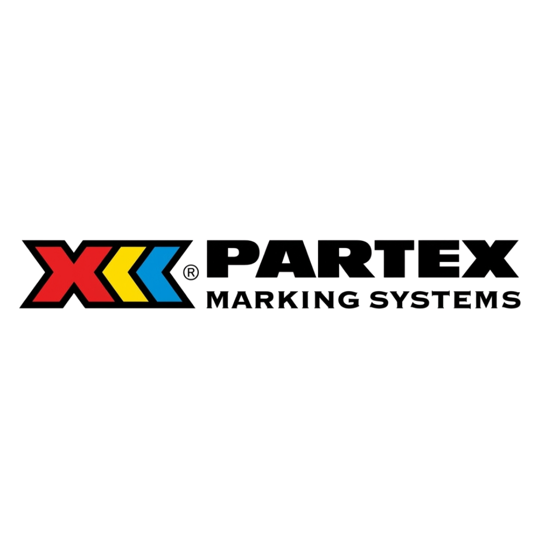 Colorful logo with three overlapping arrows in red, yellow, and blue and the text 'PARTEX' next to it, with additional smaller text below.