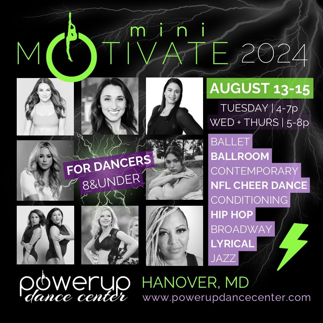 Discover what mOtivates you as an artist: We are THRILLED to be offering our first-ever minis-only INTENSIVE for dancers age 8 &amp; under &mdash; join us August 13-15 ⚡️

mini mOtivate features 9 classes in 3 days with resident + guest faculty in a 