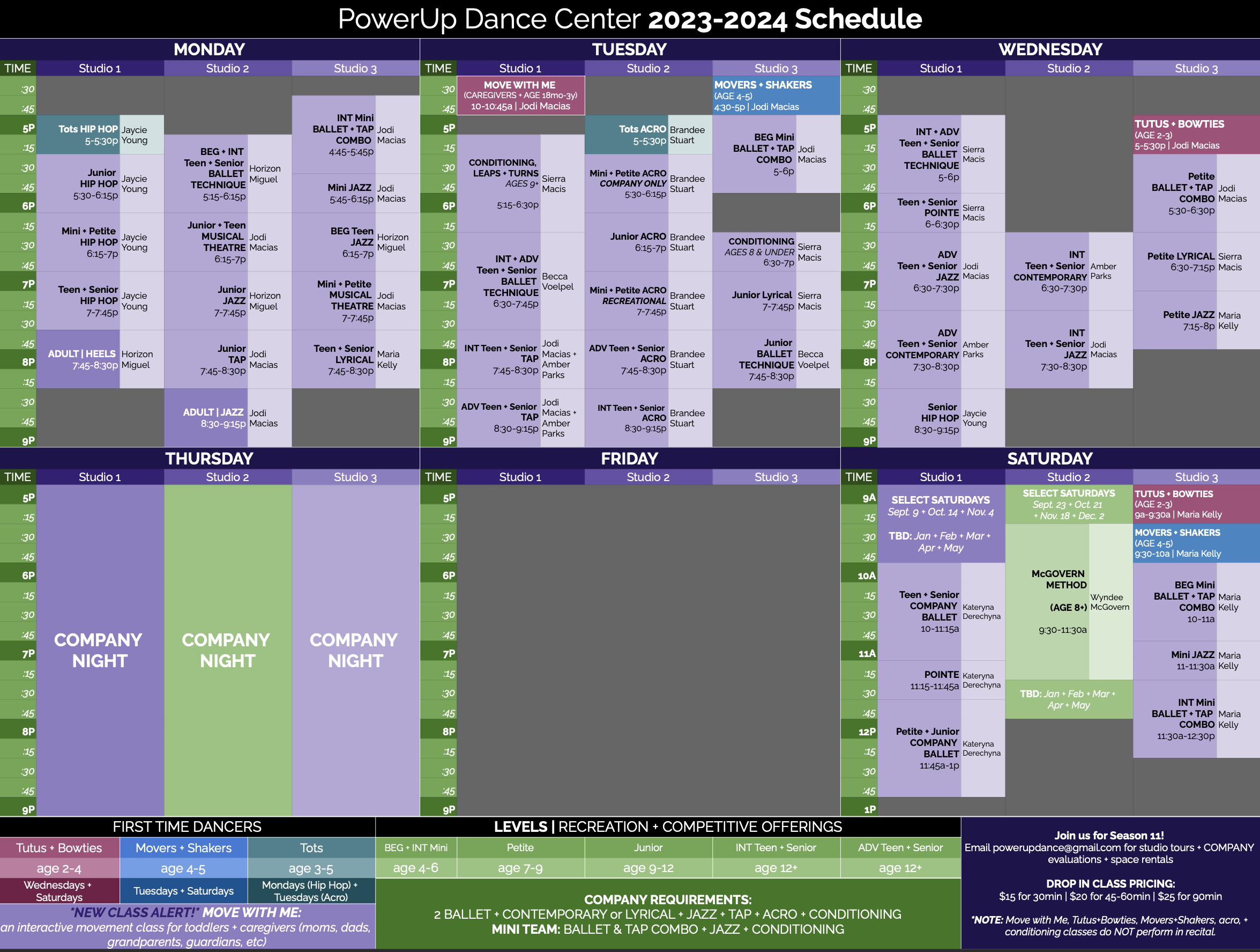 Schedule Styles Powerup Dance Center