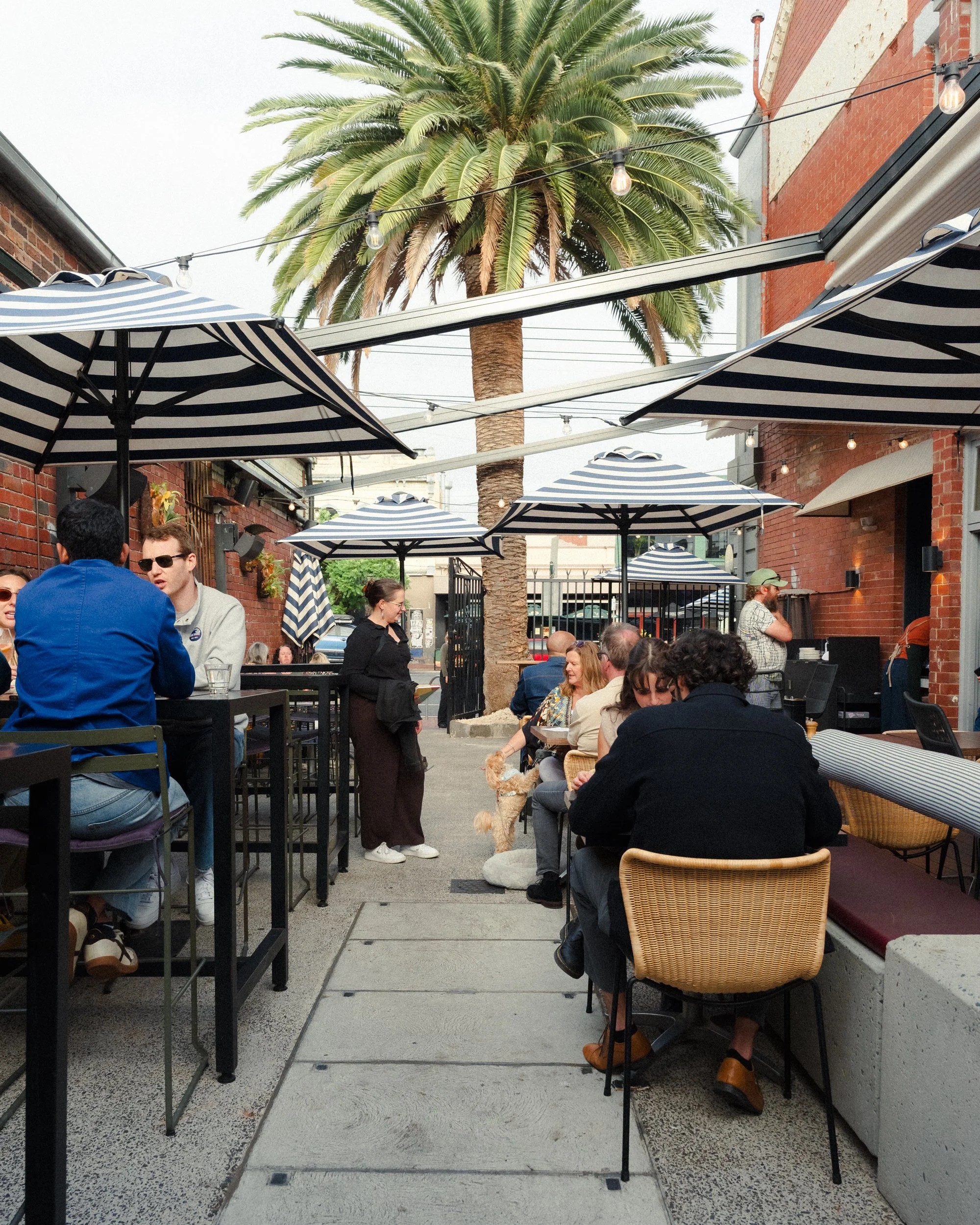 Covered outdoor dining area at Teller