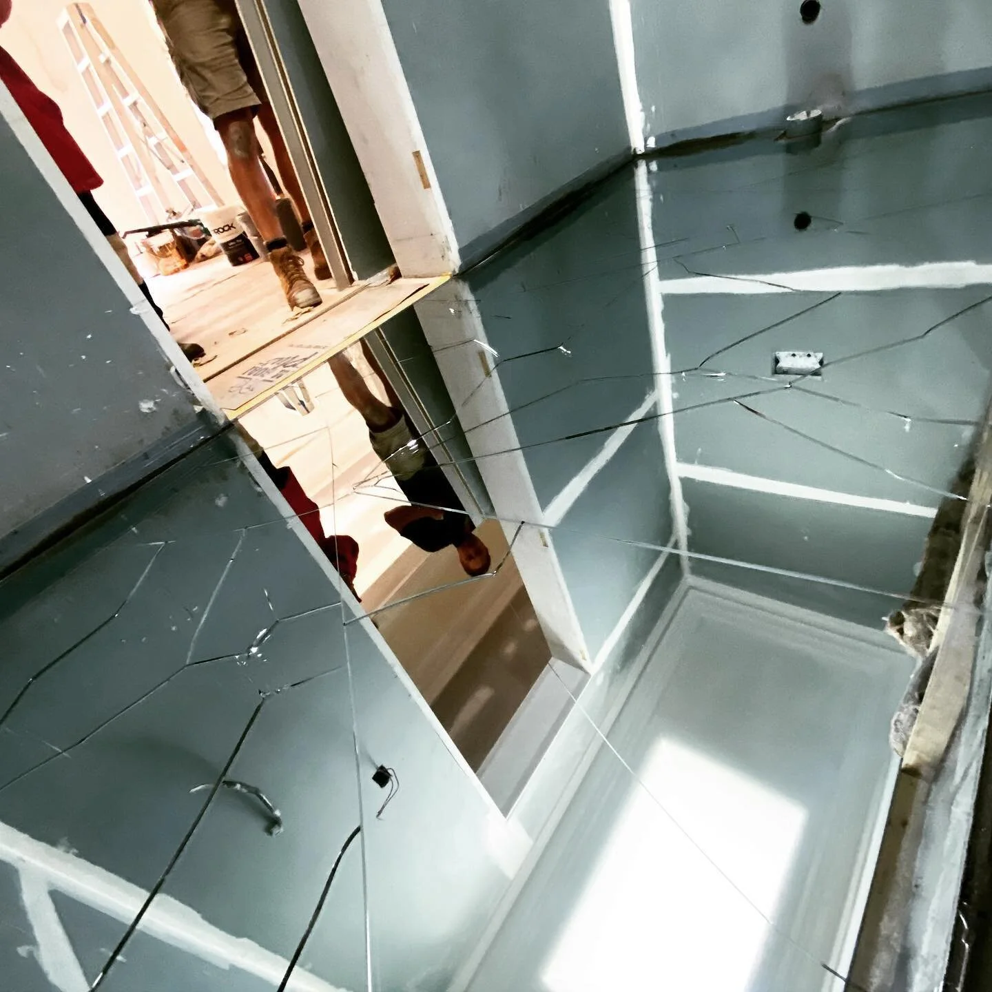 Smashing job job here! Check out this broken mirror floor we are doing for @leveldevelopments we love it when our valued clients commission us to do something a little different.