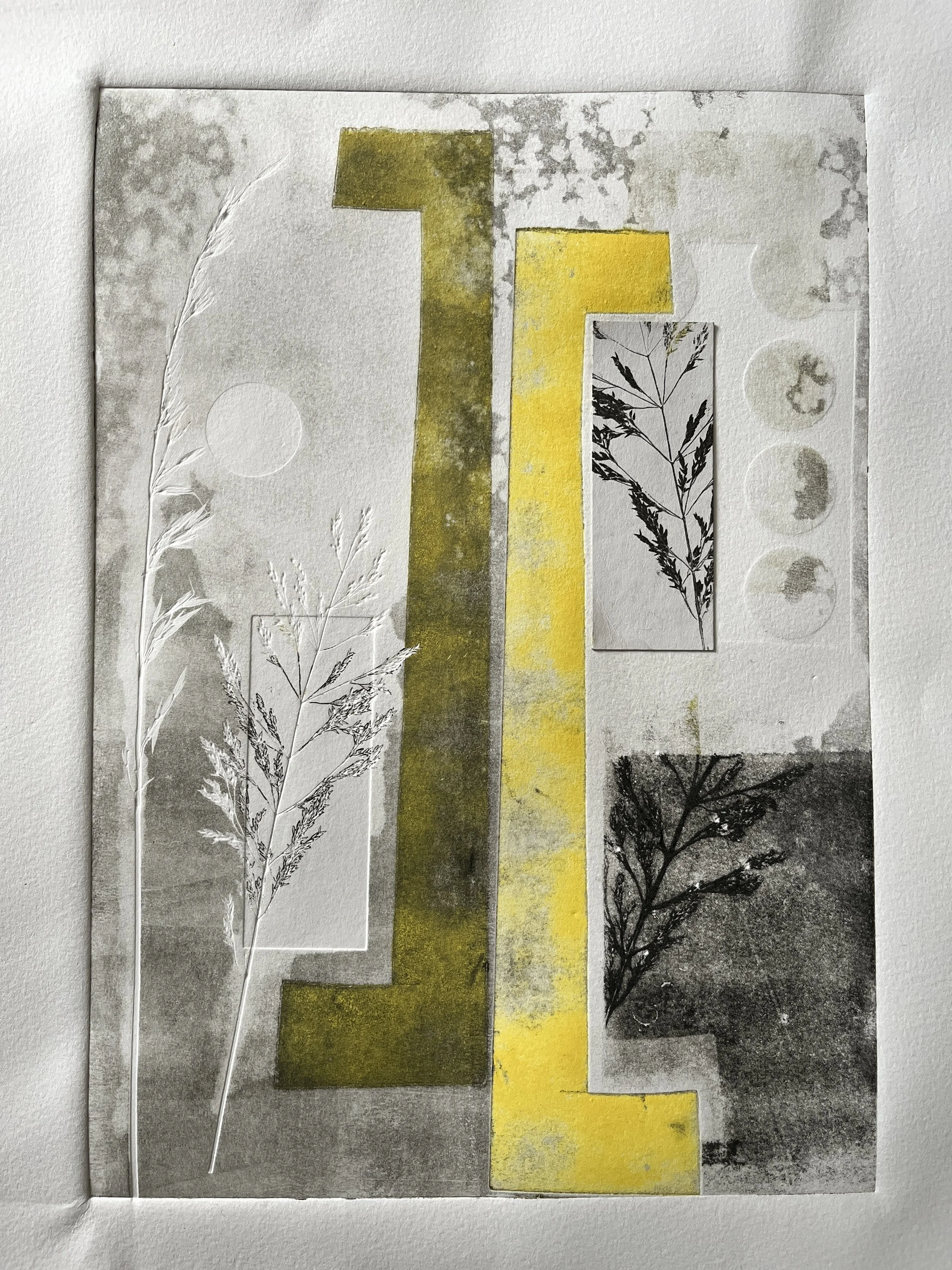 'Into Spring' - Stencilled Monotype + Collage