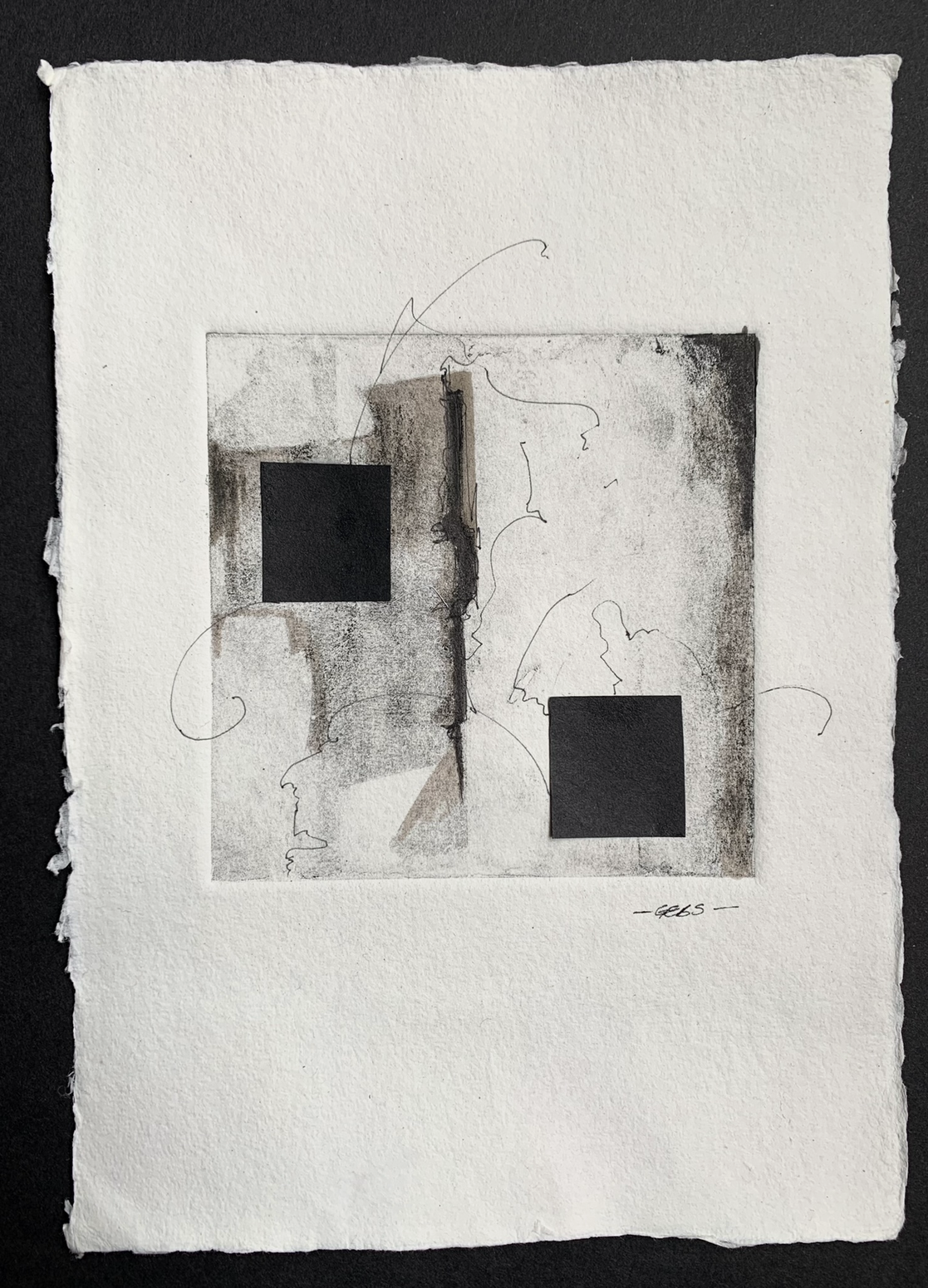 Monotype + Graphite and Collage - SOLD