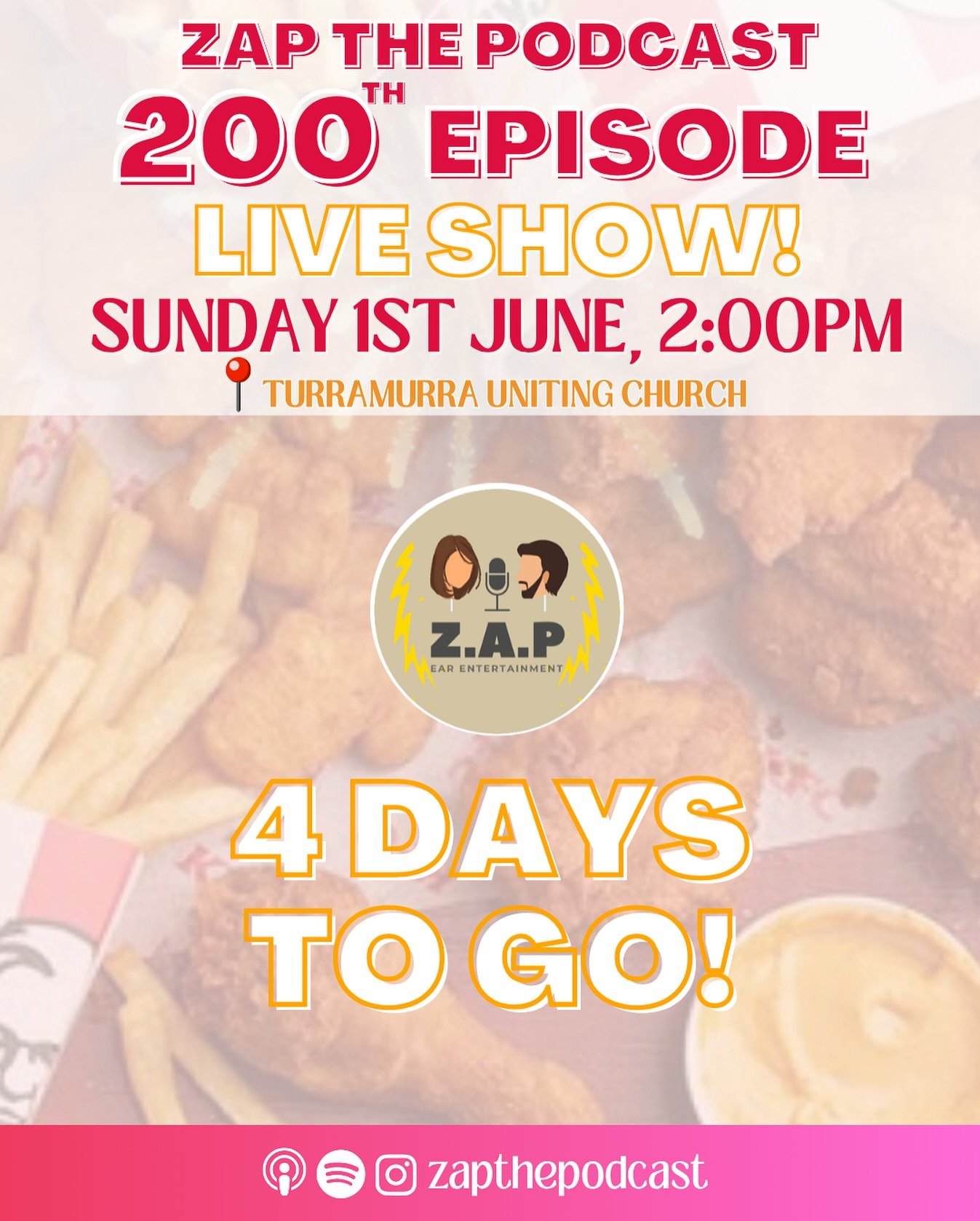 ahhh it&rsquo;s getting VERY close! This Sunday, 2:00pm, Turramurra Uniting Church - join us for a FREE afternoon of fun and so much entertainment! Our 200th Episode LIVE Podcast recording for ZAP The Podcast! 🤩

It&rsquo;s going to be huge, with we