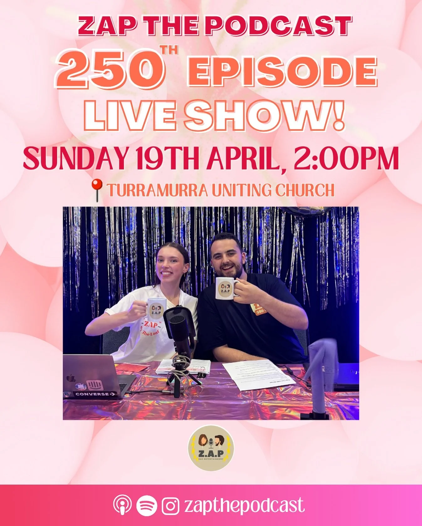SAVE THE DATE 🗓️⚡️💛 We&rsquo;re back for a 250th Episode LIVE SHOW! Sunday 19th April, 2:00pm @ Turramurra Uniting Church 📍 

We&rsquo;re very excited to celebrate this milestone with you all!!! 

This is going to be HUGE! We&rsquo;d love you all 