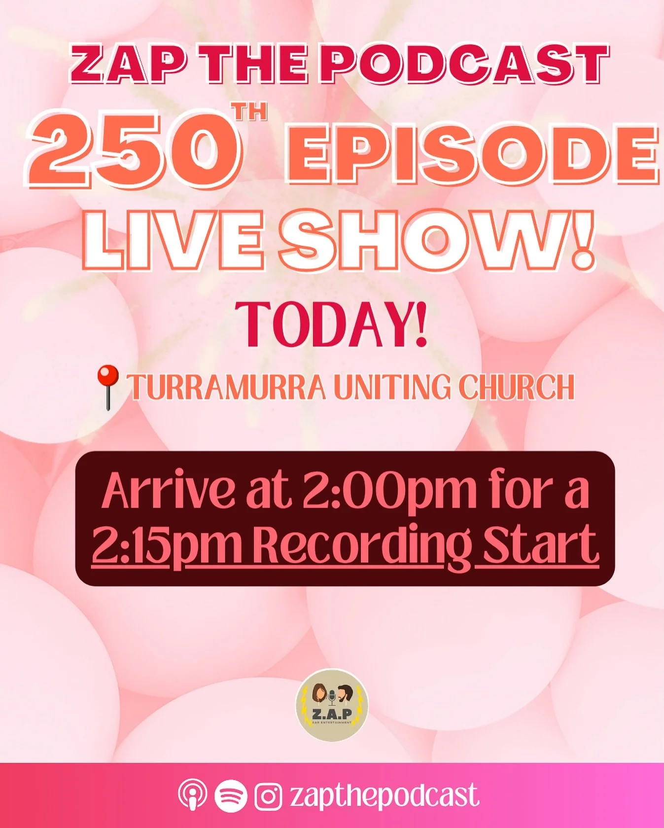 TODAY IS THE DAY! 2:00pm arrival for a 2:15pm recording start time! 😎 we can&rsquo;t wait to celebrate with you!!!! 💛⚡️💛⚡️

we think we&rsquo;ve shared enough about what to expect by now &hellip; but let us know if you have any Qs and get ready fo