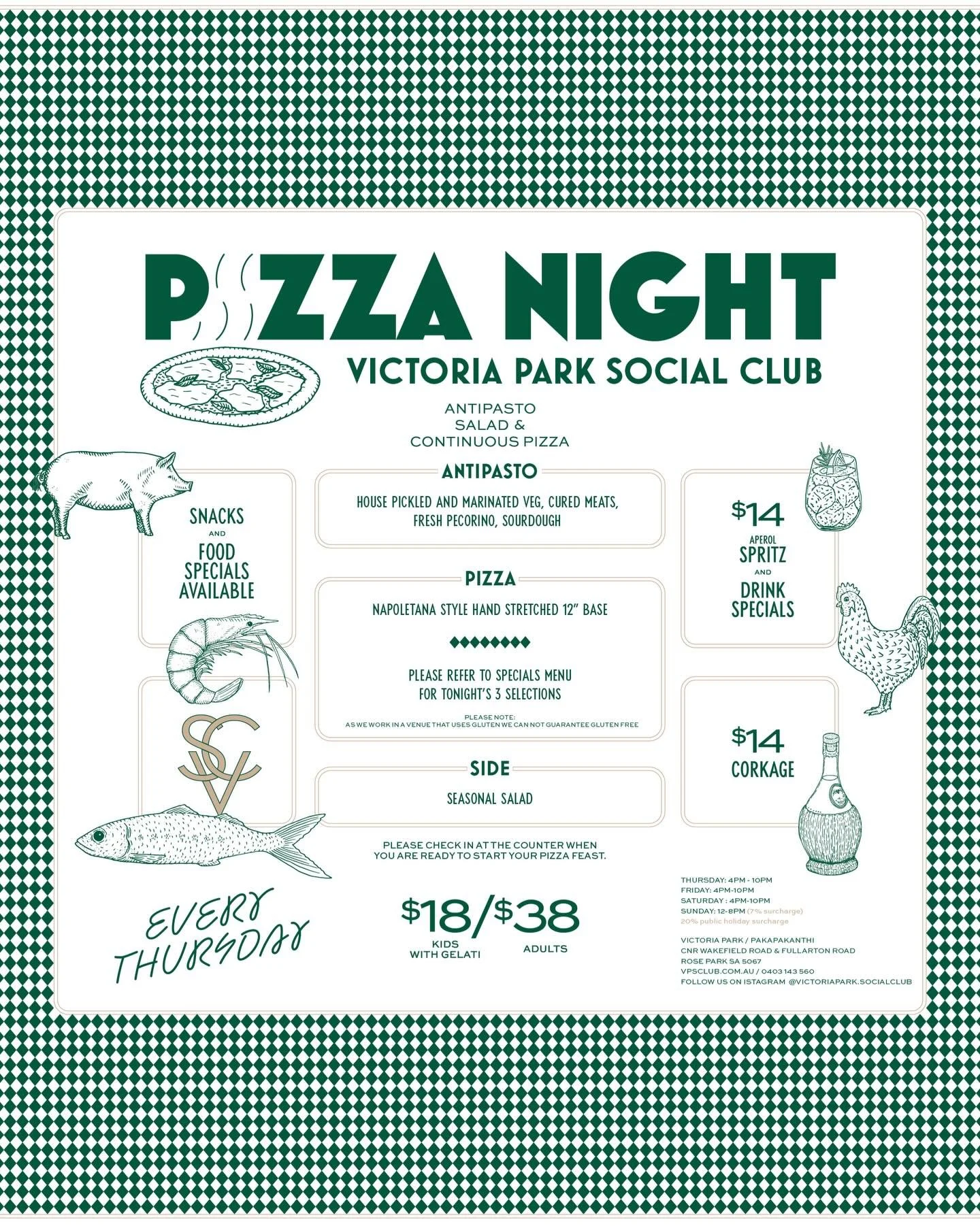 Every Thursday at the Social Club + food and drinks specials.