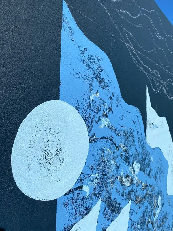 work in progress shot of Sean Thomas Bell mural