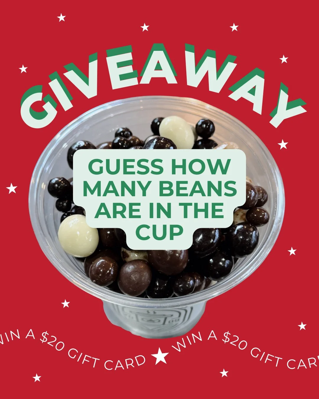 GIVEAWAY TIME ☕️⁠
We&rsquo;re giving away a $20 gift card ☕️🎁 All you have to do is guess how many coffee beans are in the cup 👀⁠
Drop your guess in the comments and let&rsquo;s see who&rsquo;s closest 🎅🏻⁠
⁠
Stay tuned for more specials for the 1