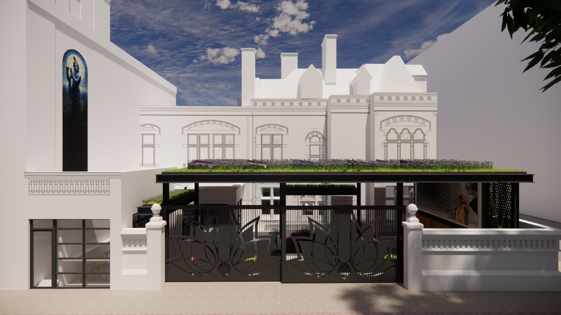 Courtyard - View 1 - external elevation of courtyard