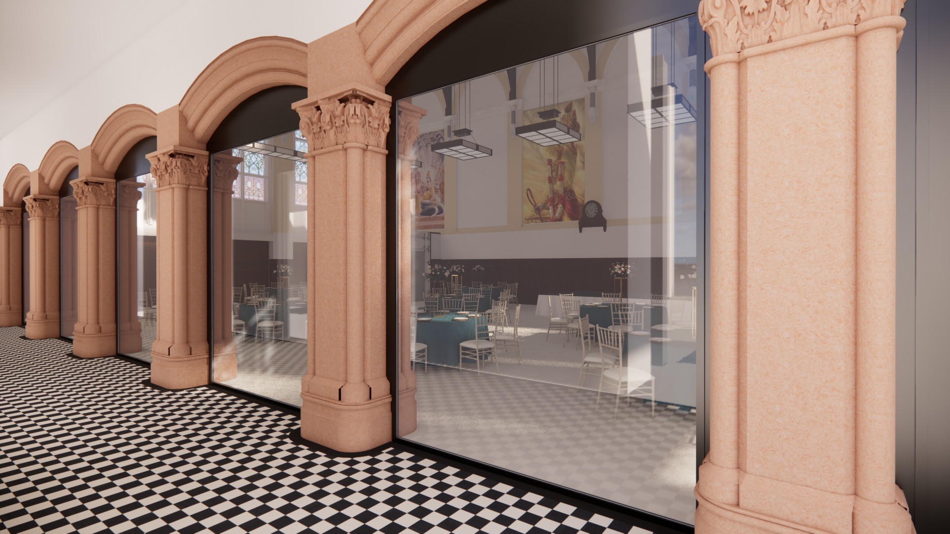 Main Hall - View 4 - view of main hall from colonnade