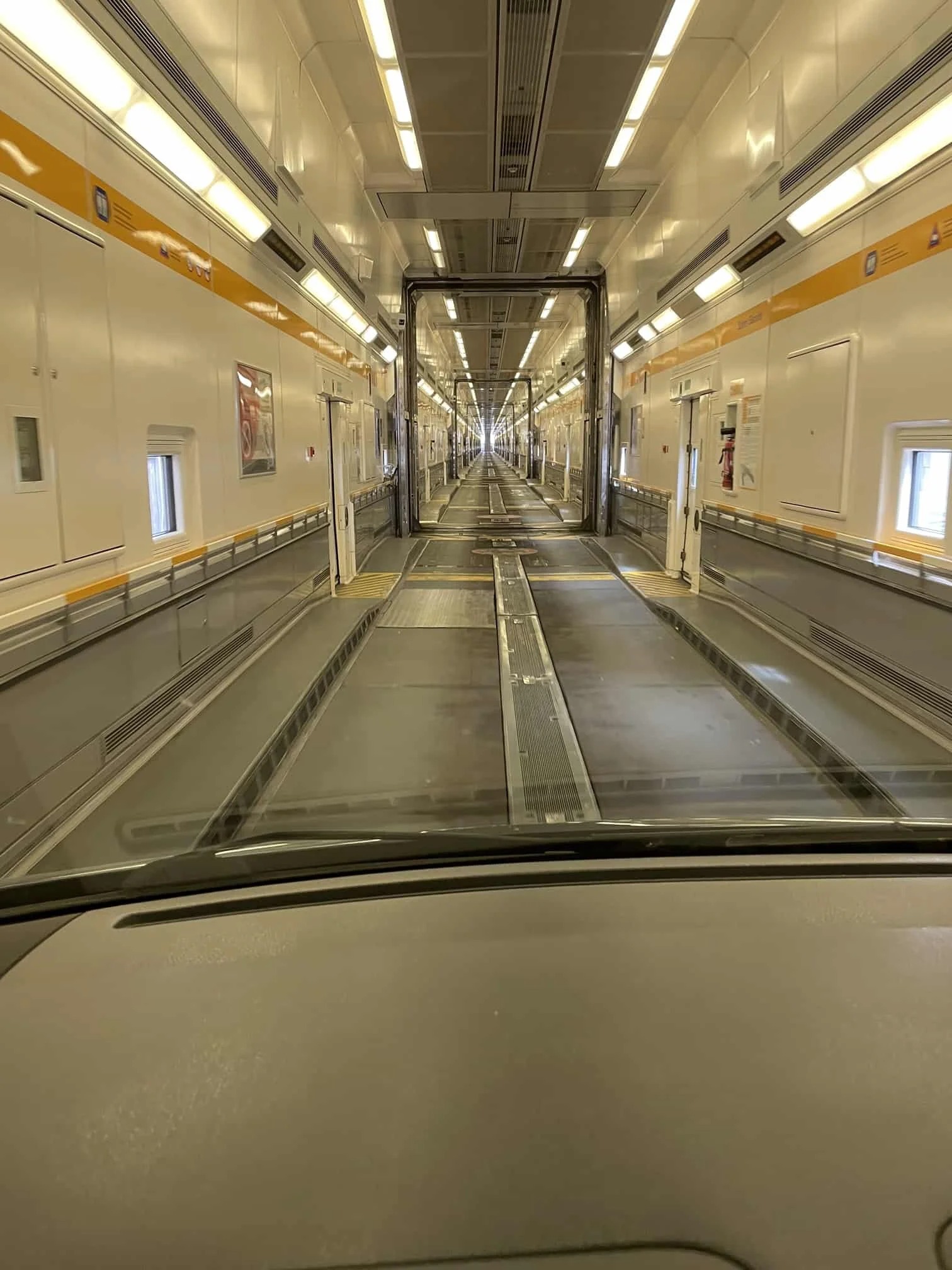 First onto the train with only 2 vehicles behind us. Maybe France is empty?