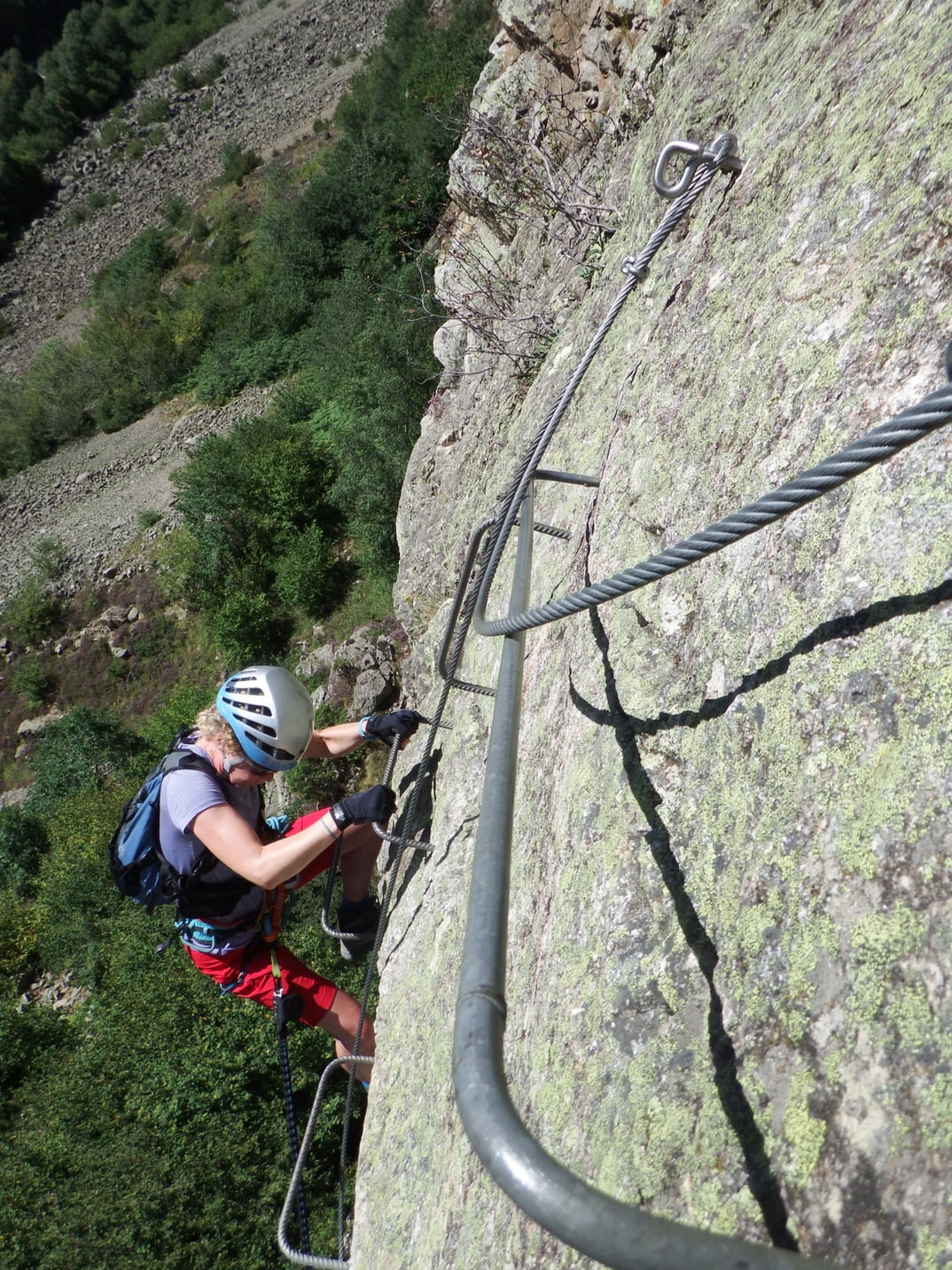 Mrs (arms of steel) P smiling a little less at the end of the rather tiring overhanging section.