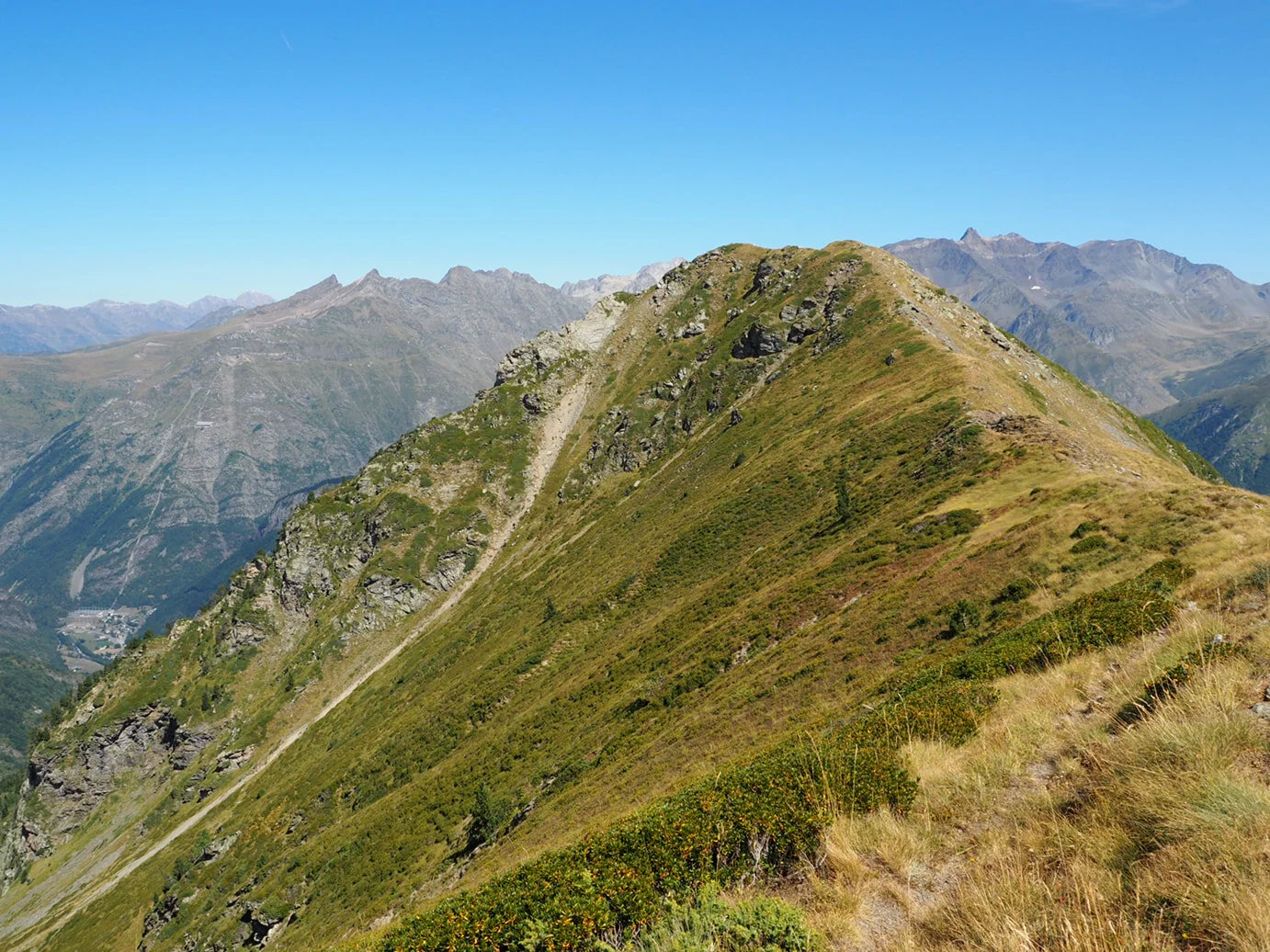 The scar to the left of the peak is the route we took up. Horrid stuff.