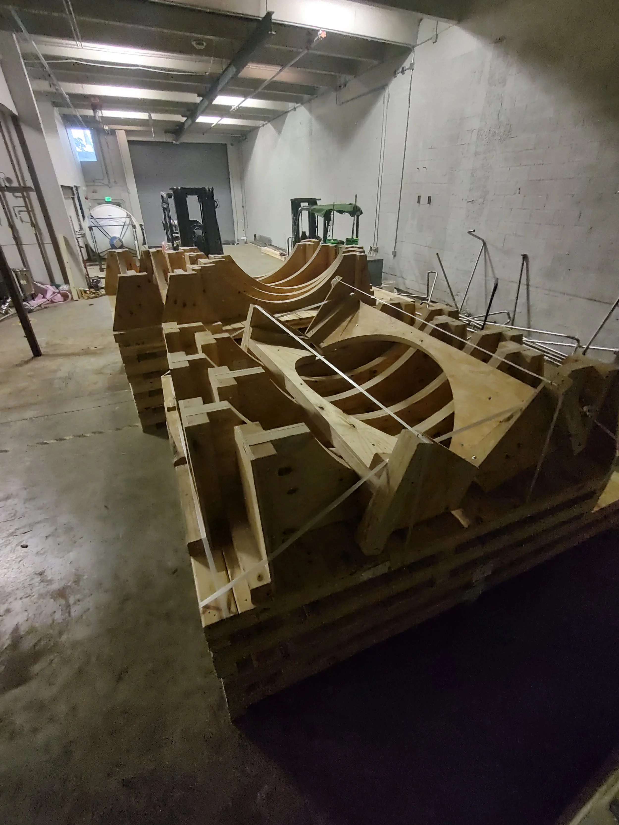 Skids and cradles ready for loading.