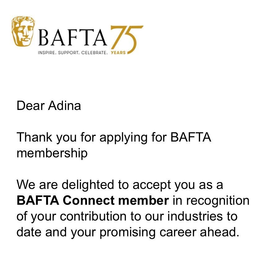 Fantastic news &amp; a big achievement today! I&rsquo;m officially a @bafta Connect member 💛
&bull;
Congrats to everyone accepted into BAFTA today! ✨
&bull;
Swipe for an inspiring quote 📝
&bull;
&bull;
&bull;
#bafta #filmcomposer #soundtrack #compo