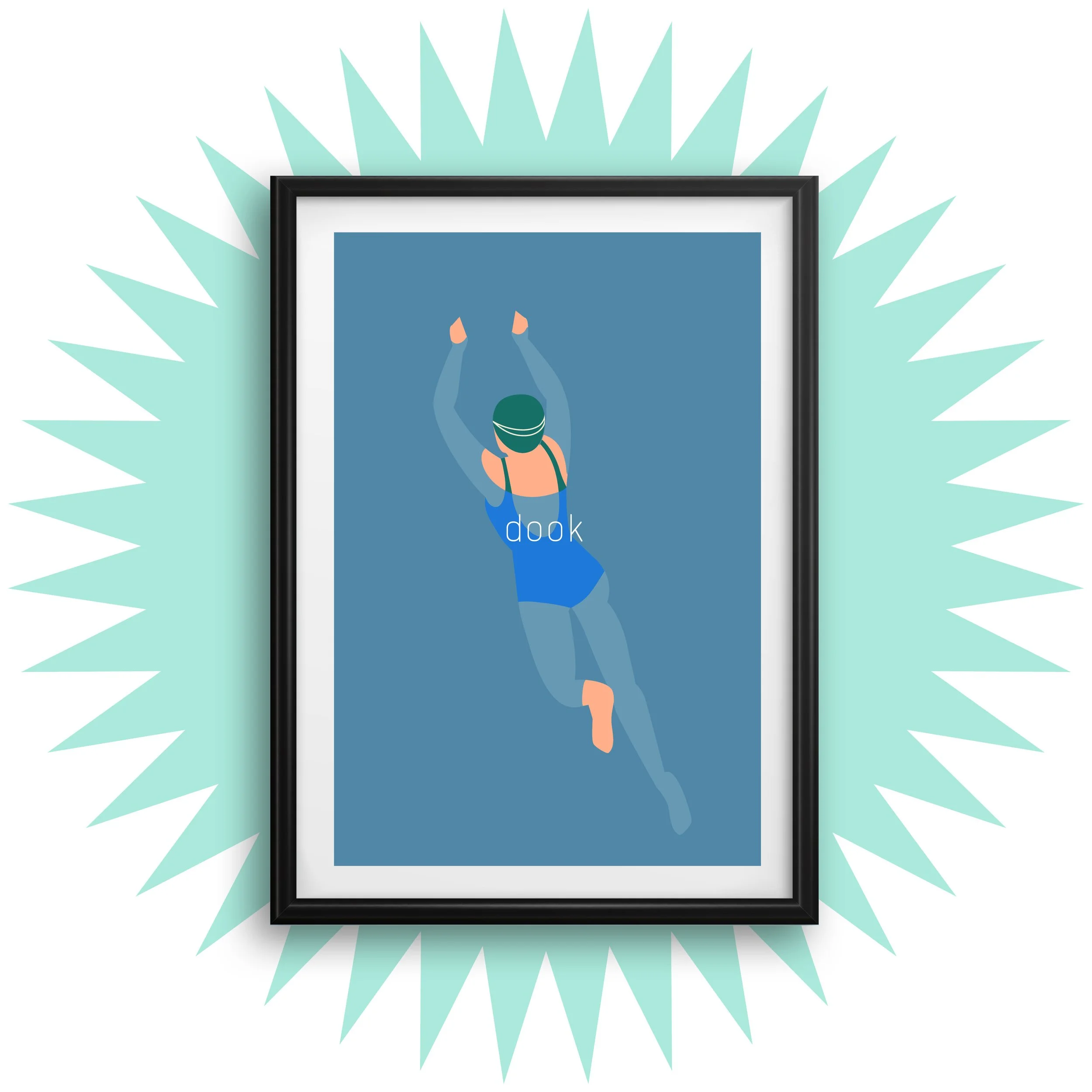 Dook blue swimmer wall art print - A5, A4, A3 Scots print