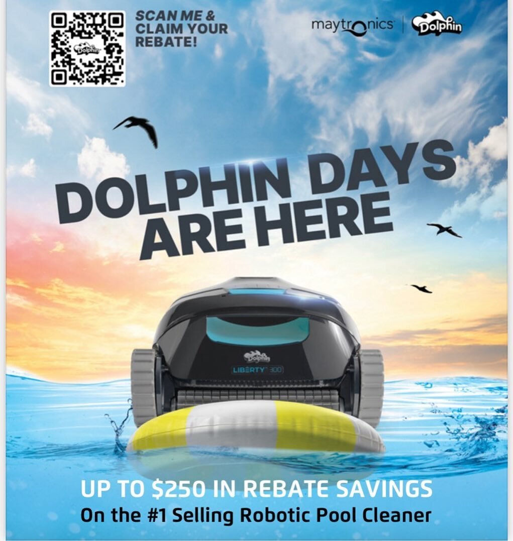 Dolphin Days are now extended until the end of April! $250 rebate on the best robot vacuums on the market. Contact us to learn more! @maytronics @maytronics_us #robotvacuum #poolcleaner #poolservice #poolproducts #windsoressex