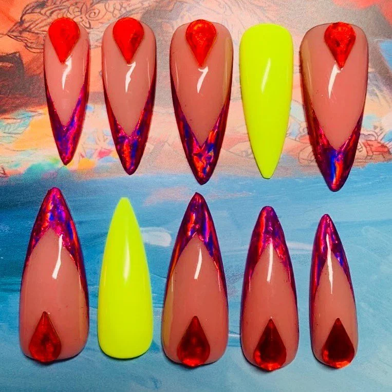 More amazing talons by the super talented @killerqueensklaws can&rsquo;t wait to wear these at my next outing! My outfit is a mixture of neon brights and nude tones so these are going to work perfectly!! Go check them out. They create some stunning b