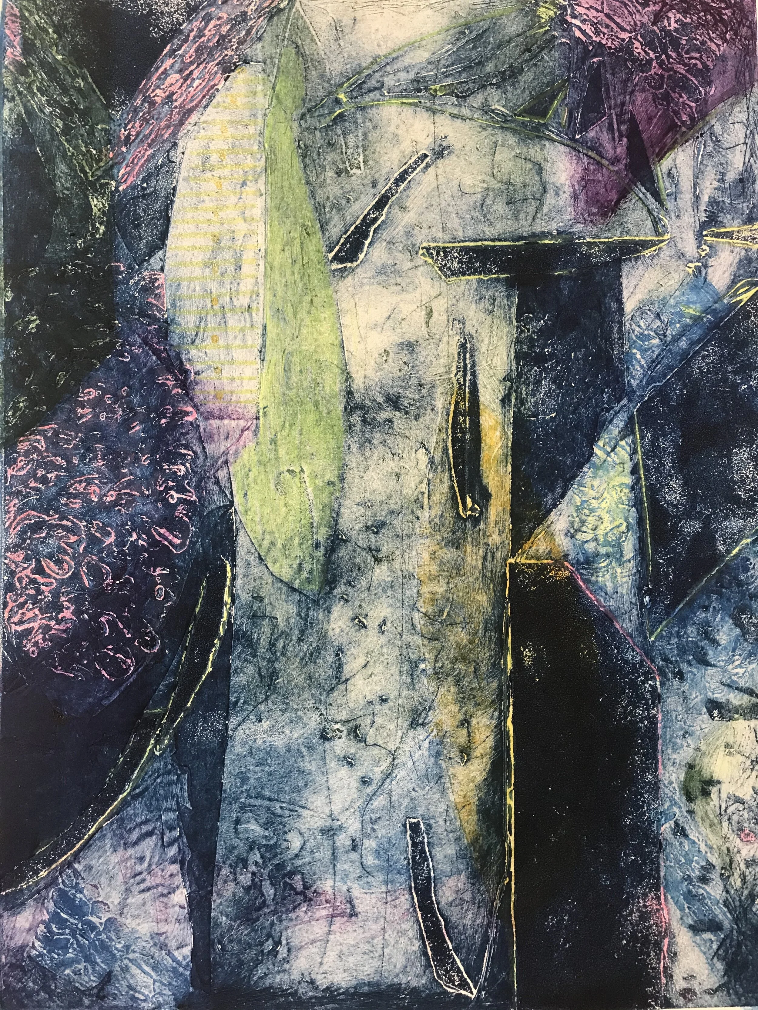 "Depth Finder", collograph