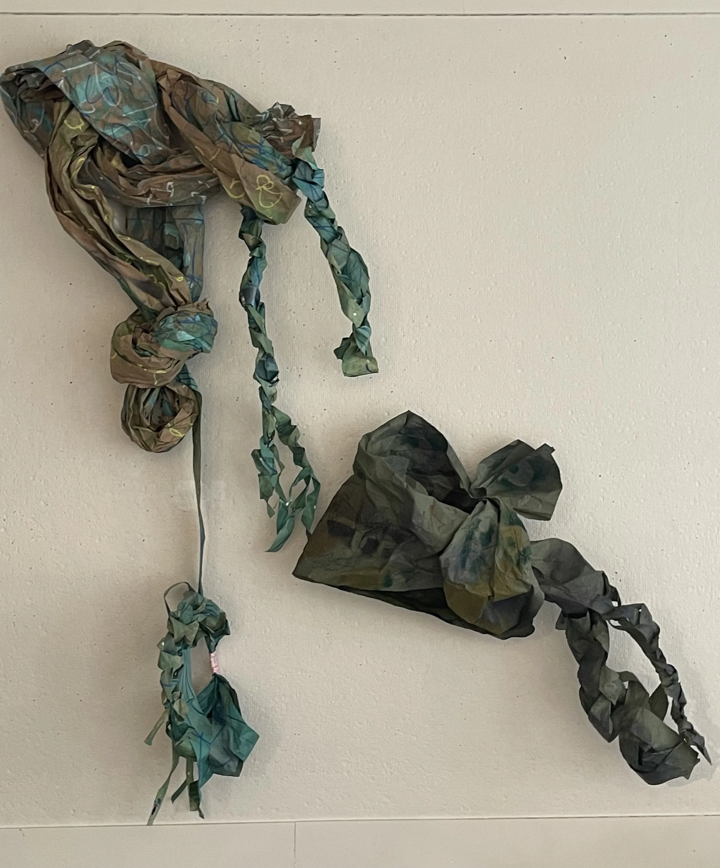 "Untitled- Storm and Stone Together"
40" x  28"
packin paper, paint, chalk marker, ink