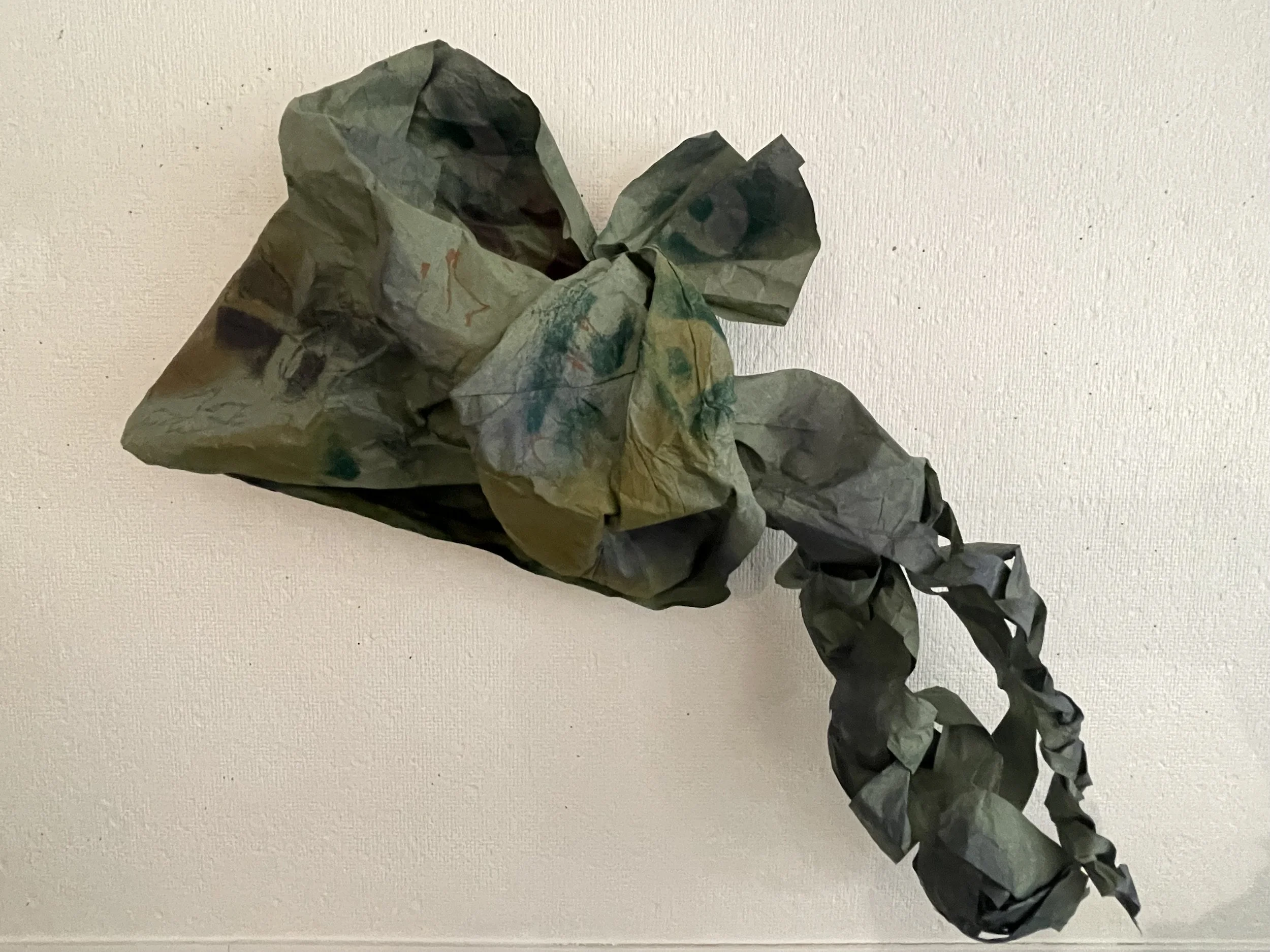 "Untiitled-green rock"
23" x 14"
packing paper, ink