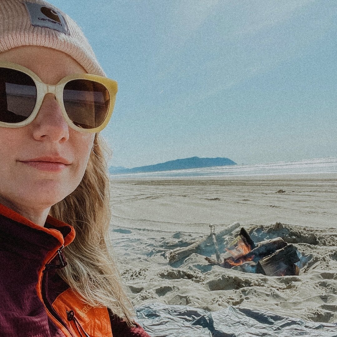 This is my happy place. Whenever I&rsquo;m not working and the sun pops out I go down to the beach and make a fire.

I nap, go clamming, take pictures, and try to be present in my body.

What makes you feel connected to yourself?