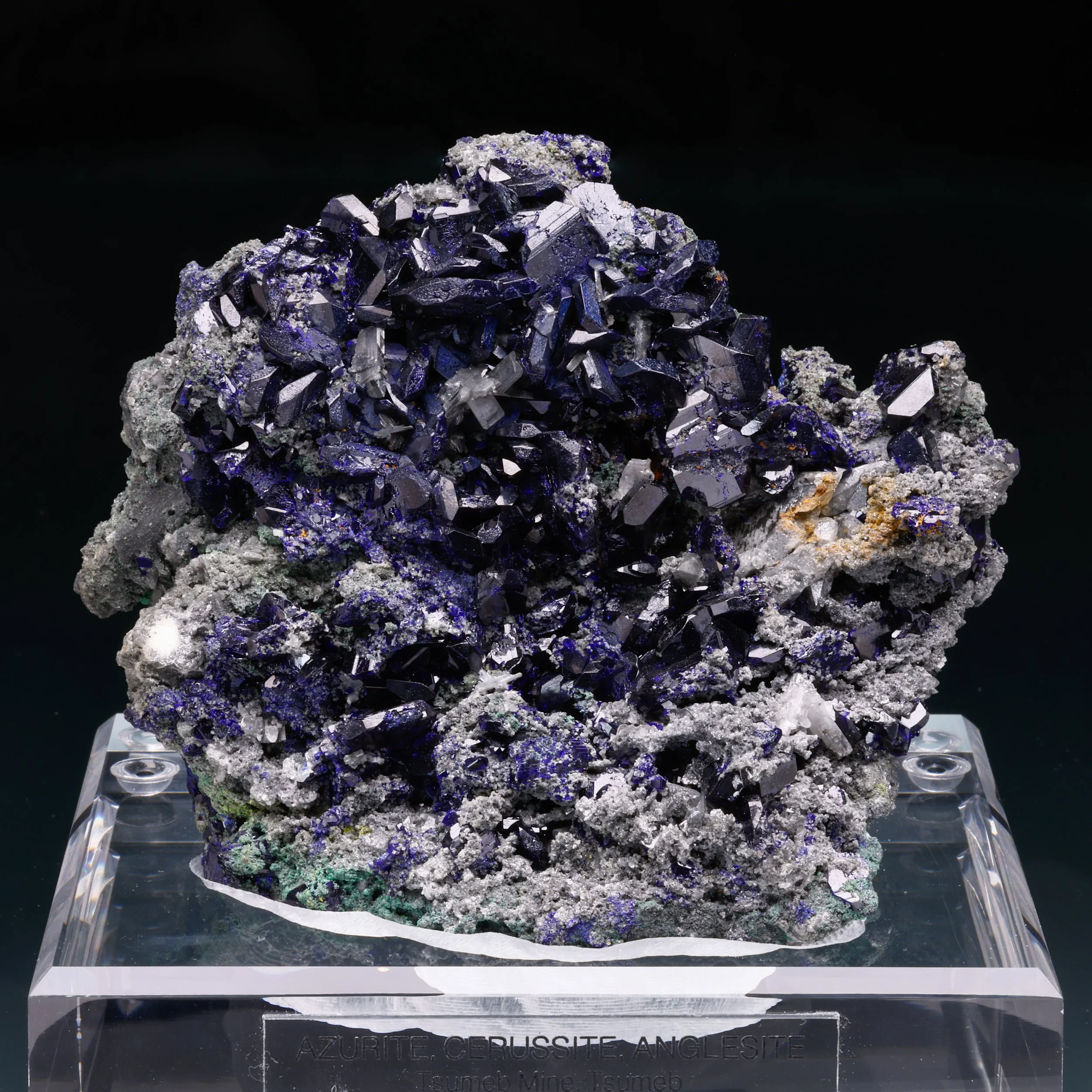 Azurite, Cerussite, Anglesite, Tsumeb Mine, Oshikoto Region, Namibia