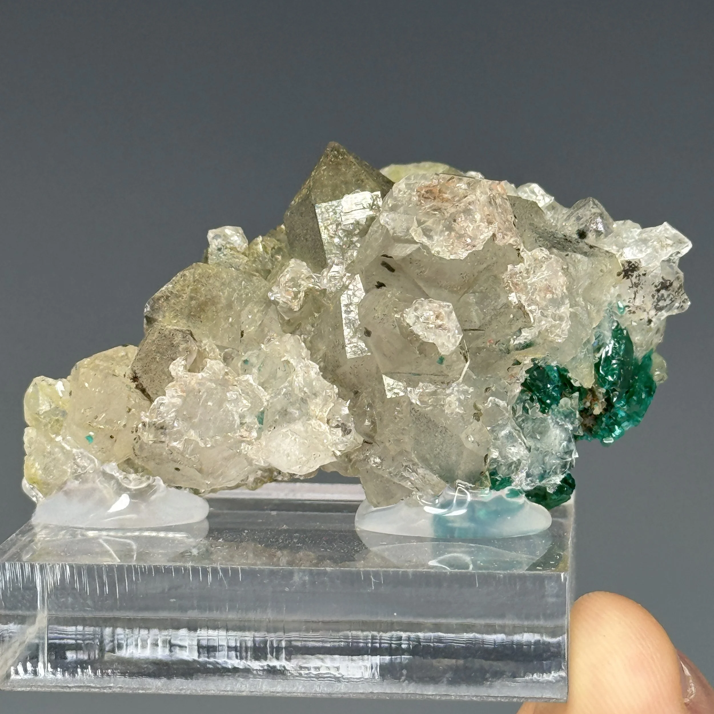 Dioptase, Quartz, Mindouli, Pool Department, Republic of the Congo