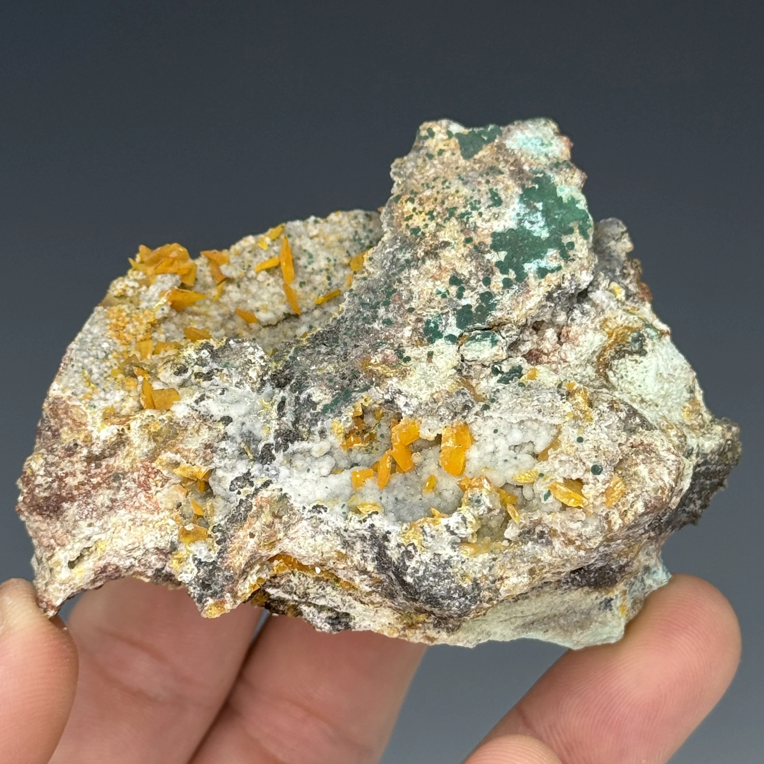 Wulfenite, Malachite, 79 Mine, Banner Mining District, Gila County, Arizona, USA