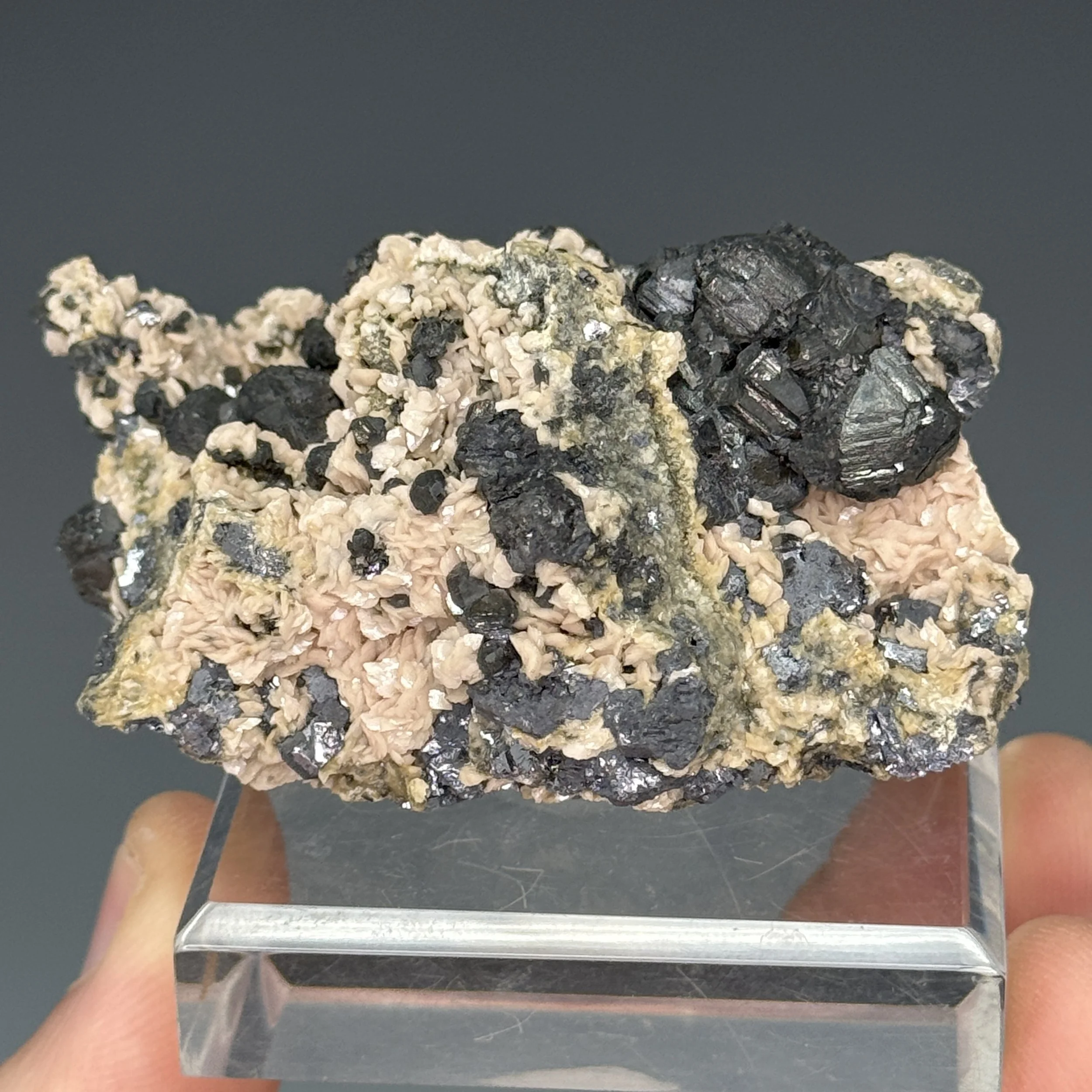 Rhodochrosite, Sphalerite, Galena, Julia Fisk Mine, Iowa Gulch, Leadville, Lake Co., Colorado, USA