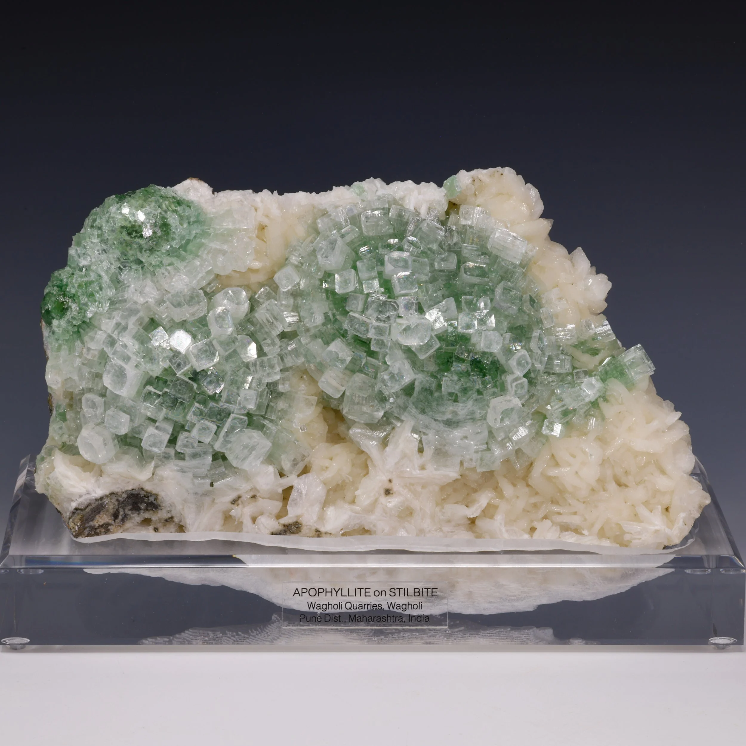 Apophyllite, Stilbite, Wagholi Quarries, Wagholi, Pune District, Maharashtra, India
