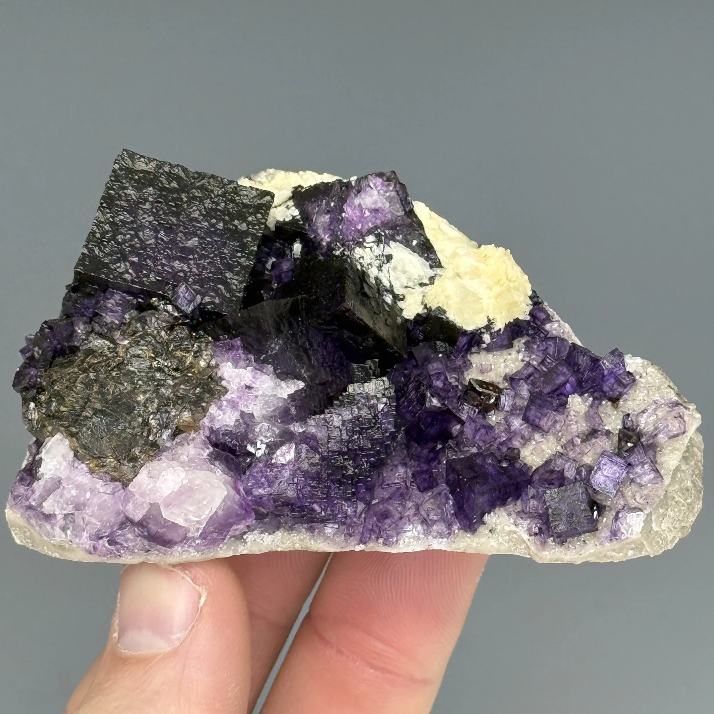 Fluorite, Sphalerite, Baryte, Elmwood Mine, Carthage, Smith Co, Tennessee, USA