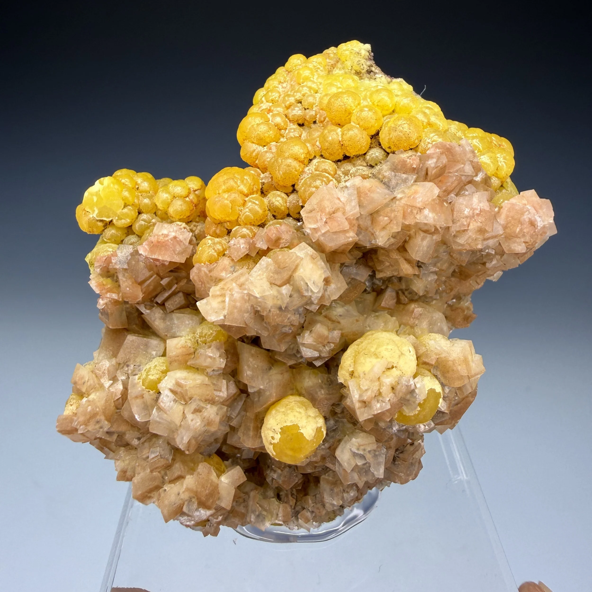 Mimetite, Calcite, Congreso-Leon Mine, San Pedro Corralitos, Chihuahua, Mexico