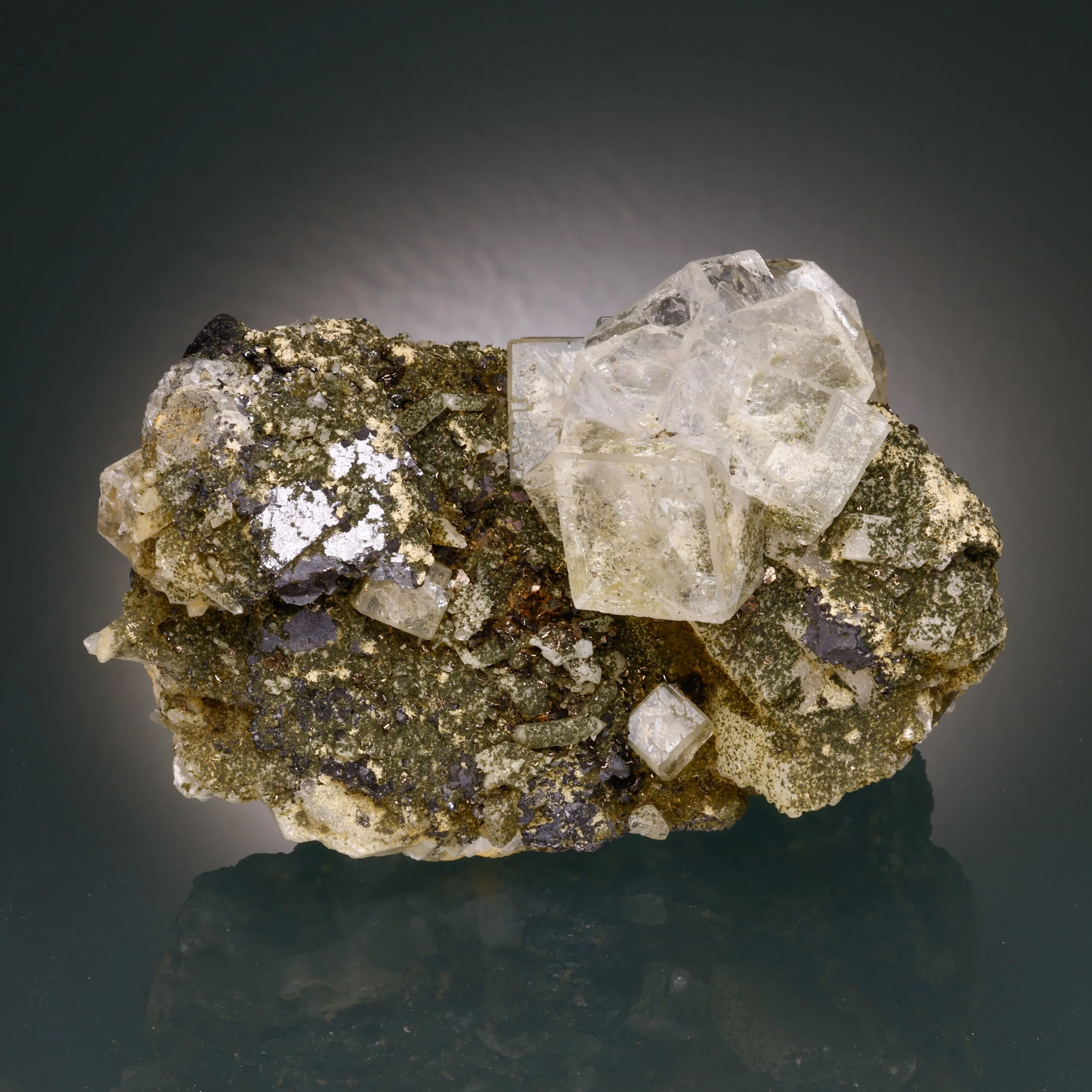 Fluorite, Galena, Quartz, Calcite, Nikolaevskiy Mine, Dalnegorsk, Primorsky Krai, Russia