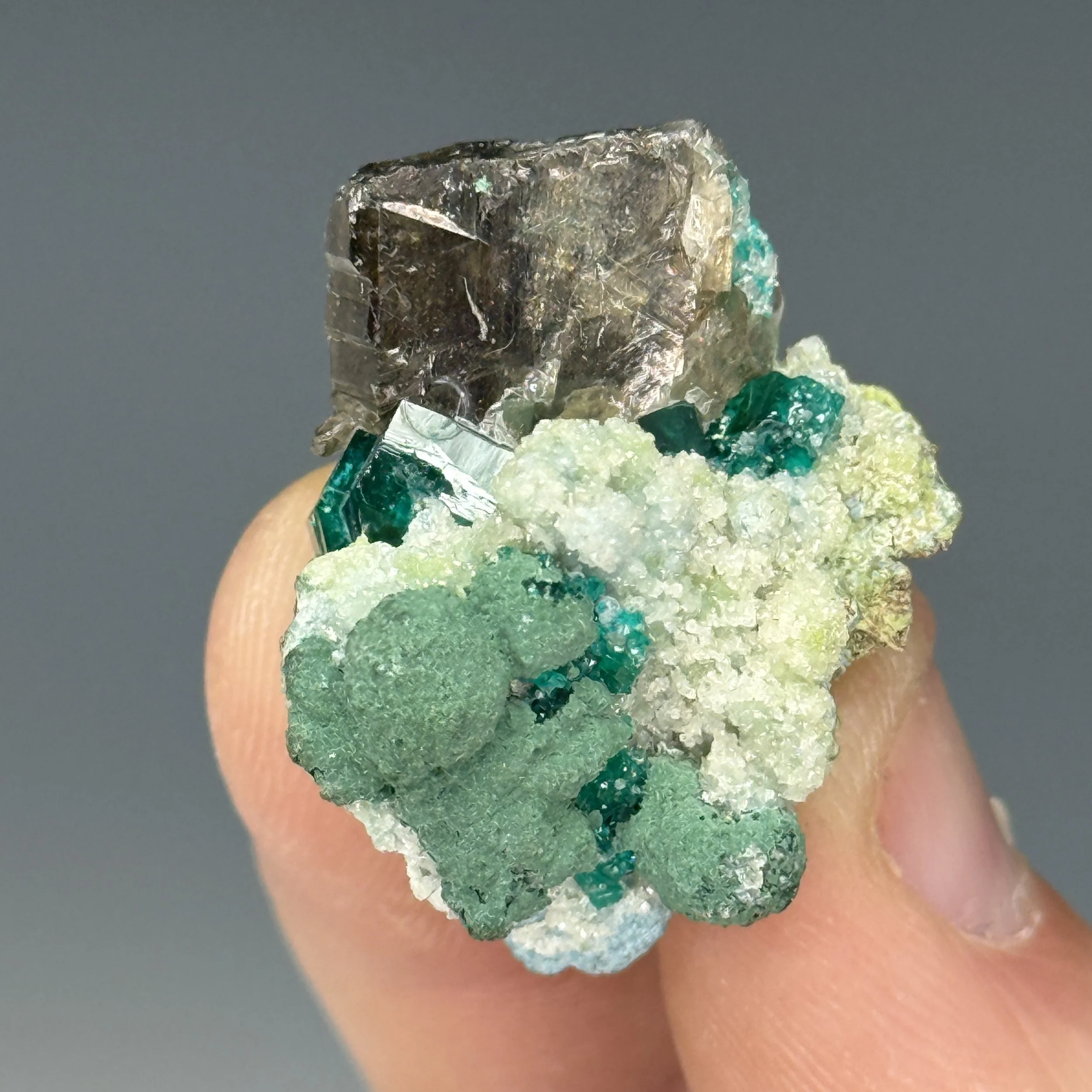 Cerussite, Dioptase, Calcite, Tsumeb Mine, Oshikoto Region, Namibia
