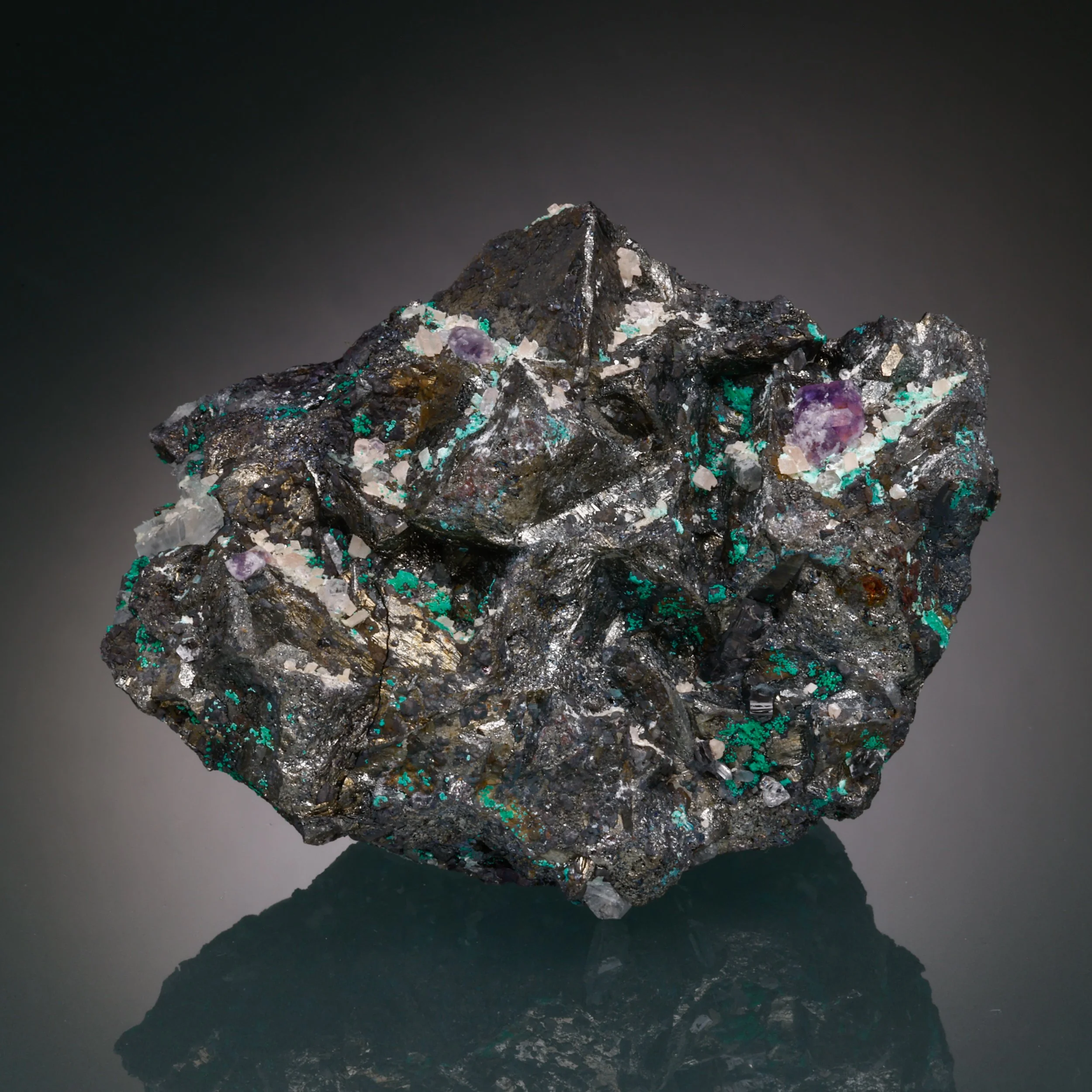 Malachite, Fluorite, Tetrahedrite, Malachite Pocket, Sweet Home Mine, Alma, Park Co., Colorado, USA