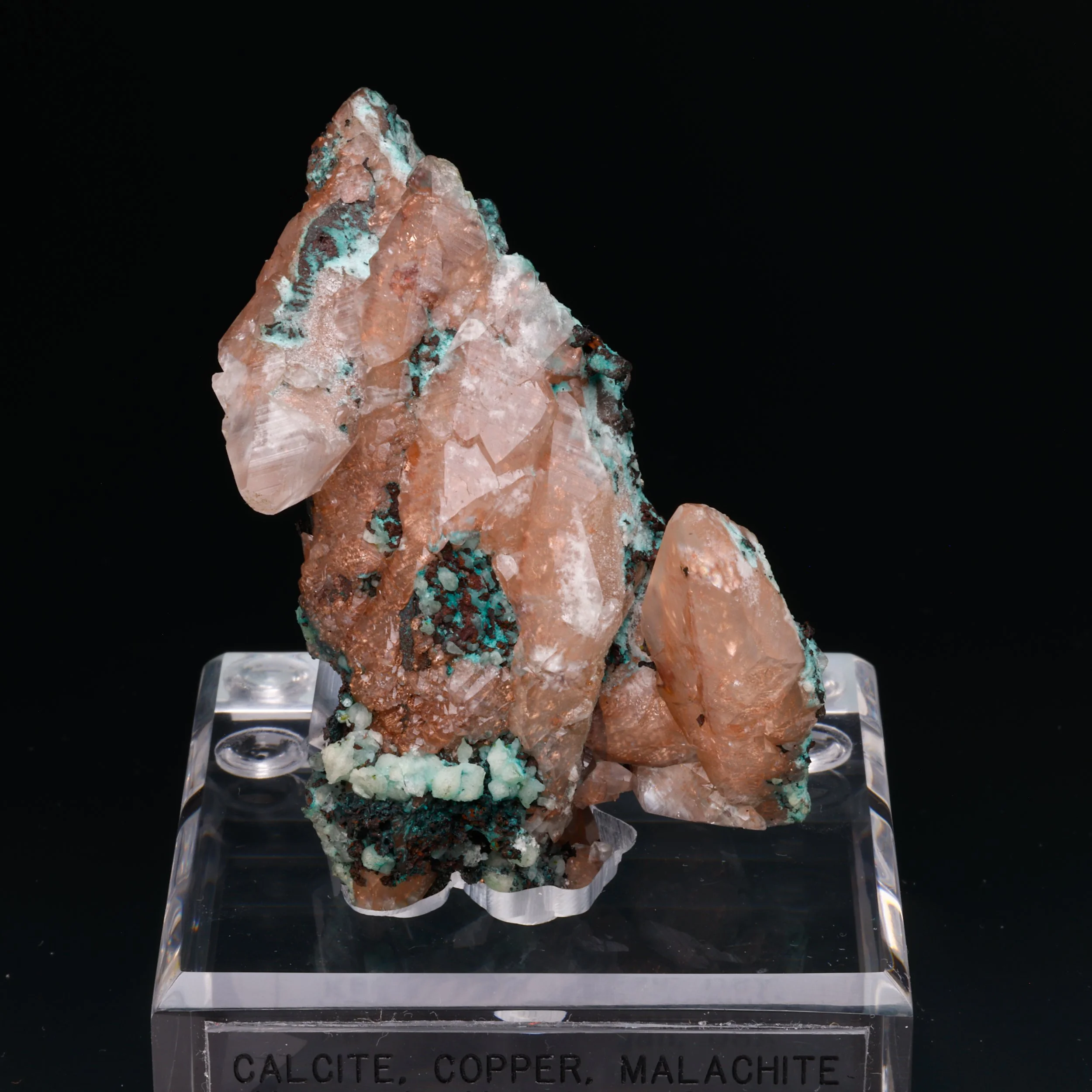 Calcite, Copper, Malachite, Franklin Mine, Houghton County, Keweenaw, Michigan, USA