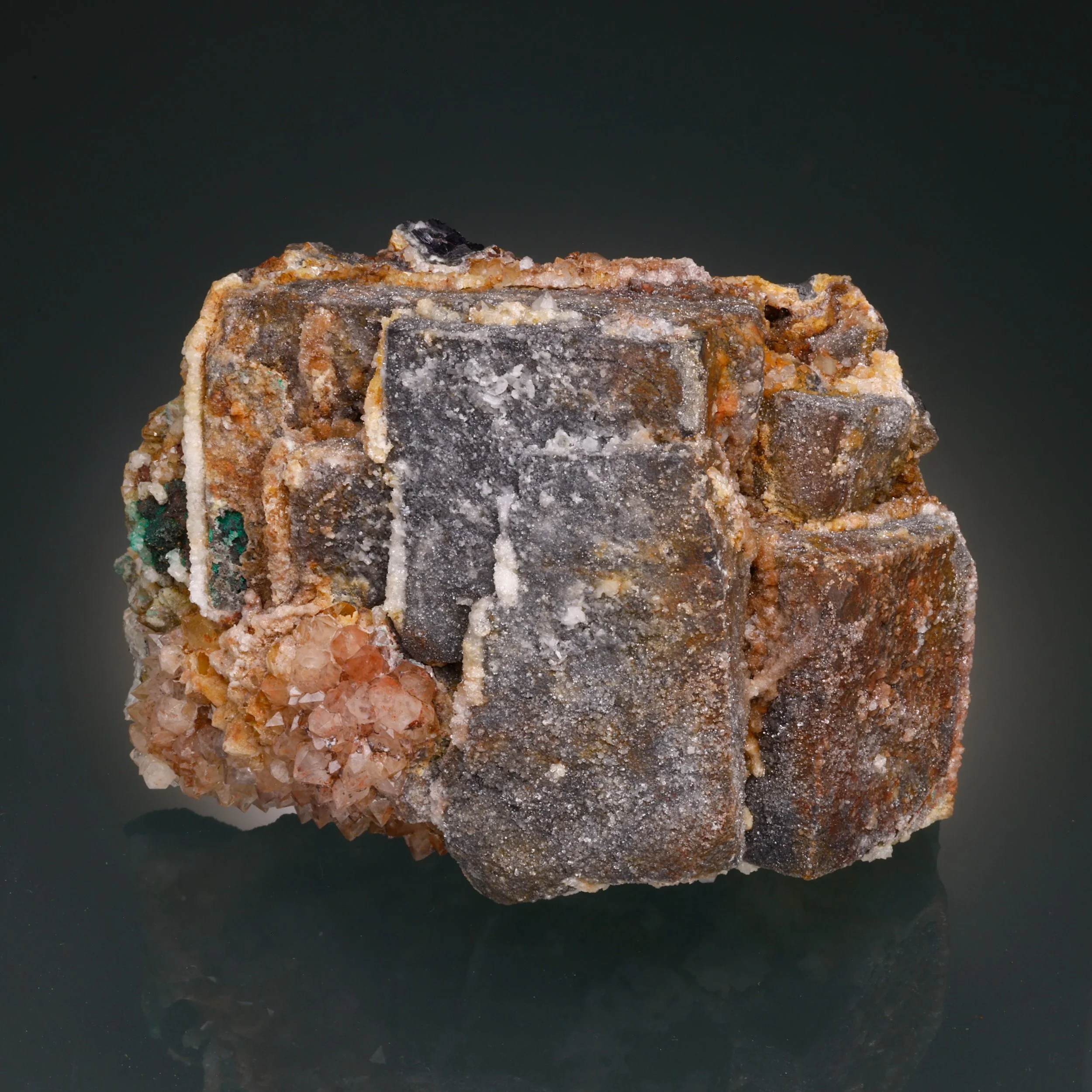 Galena, Anglesite, Quartz, Malachite, Blanchard Mine, Bingham, Socorro County, New Mexico, USA