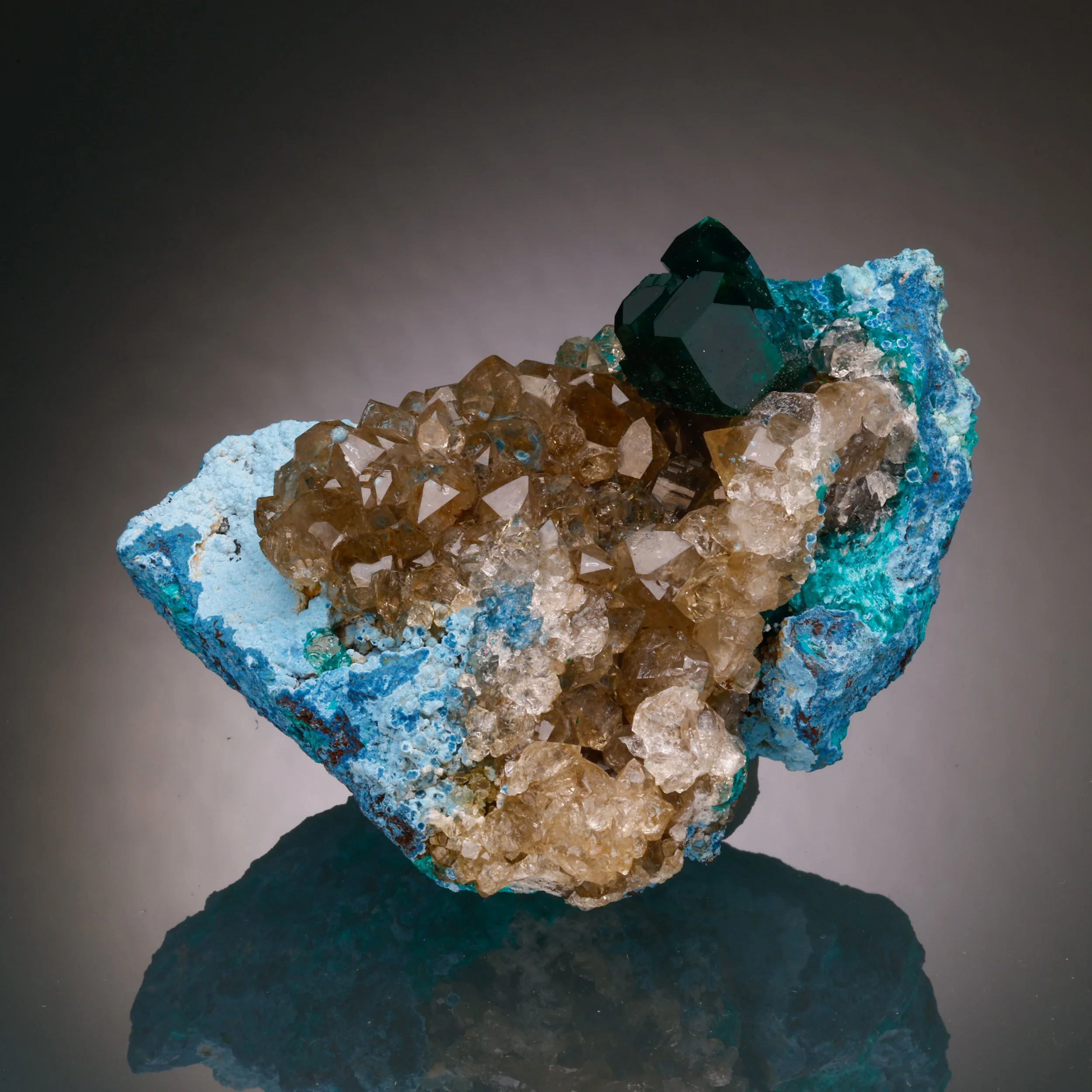Dioptase, Quartz, Shattuckite, Mindouli, Pool Department, Republic of the Congo