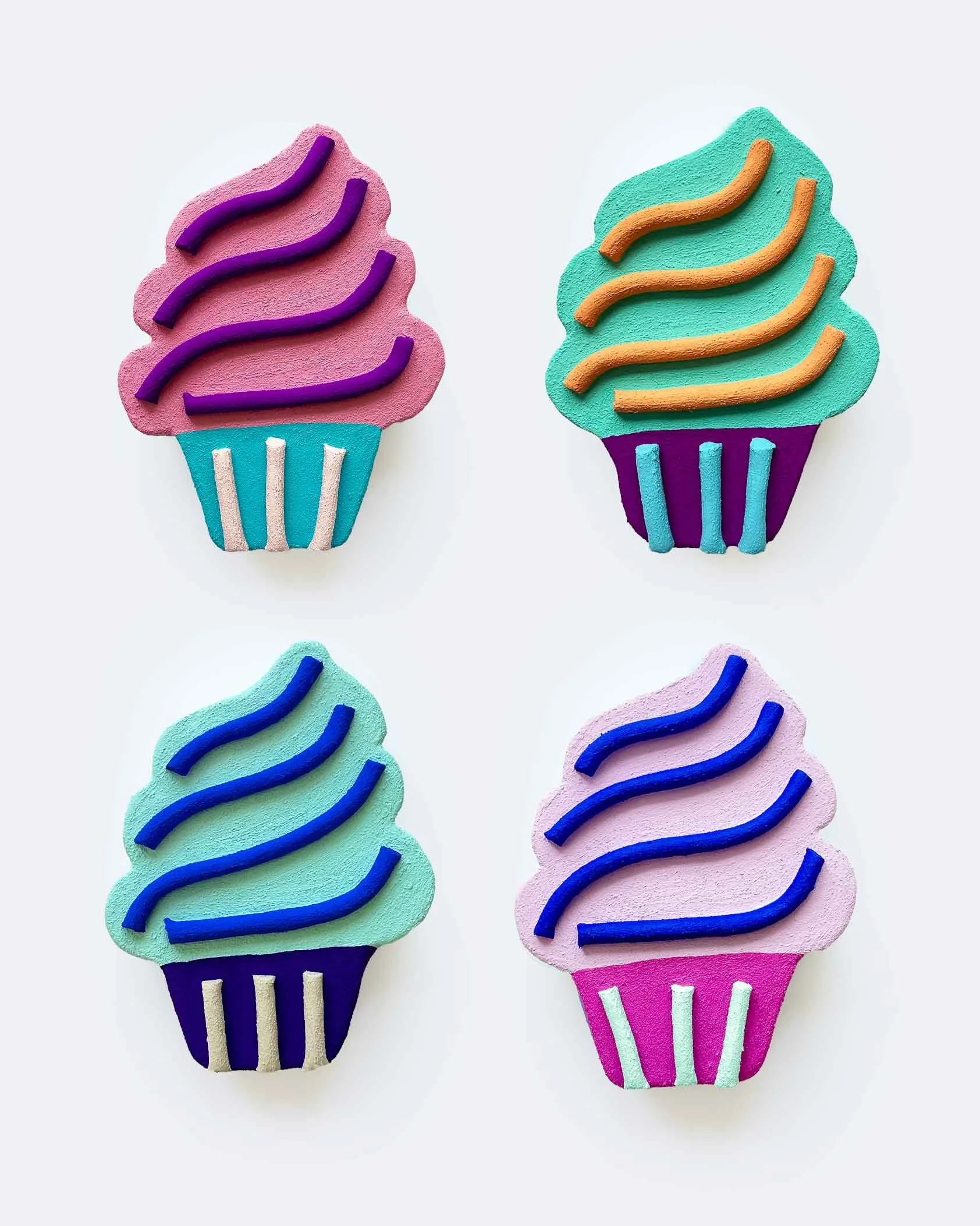 Cupcake Sculptures, 2024-2026, 9 x 7"       Price available upon request    