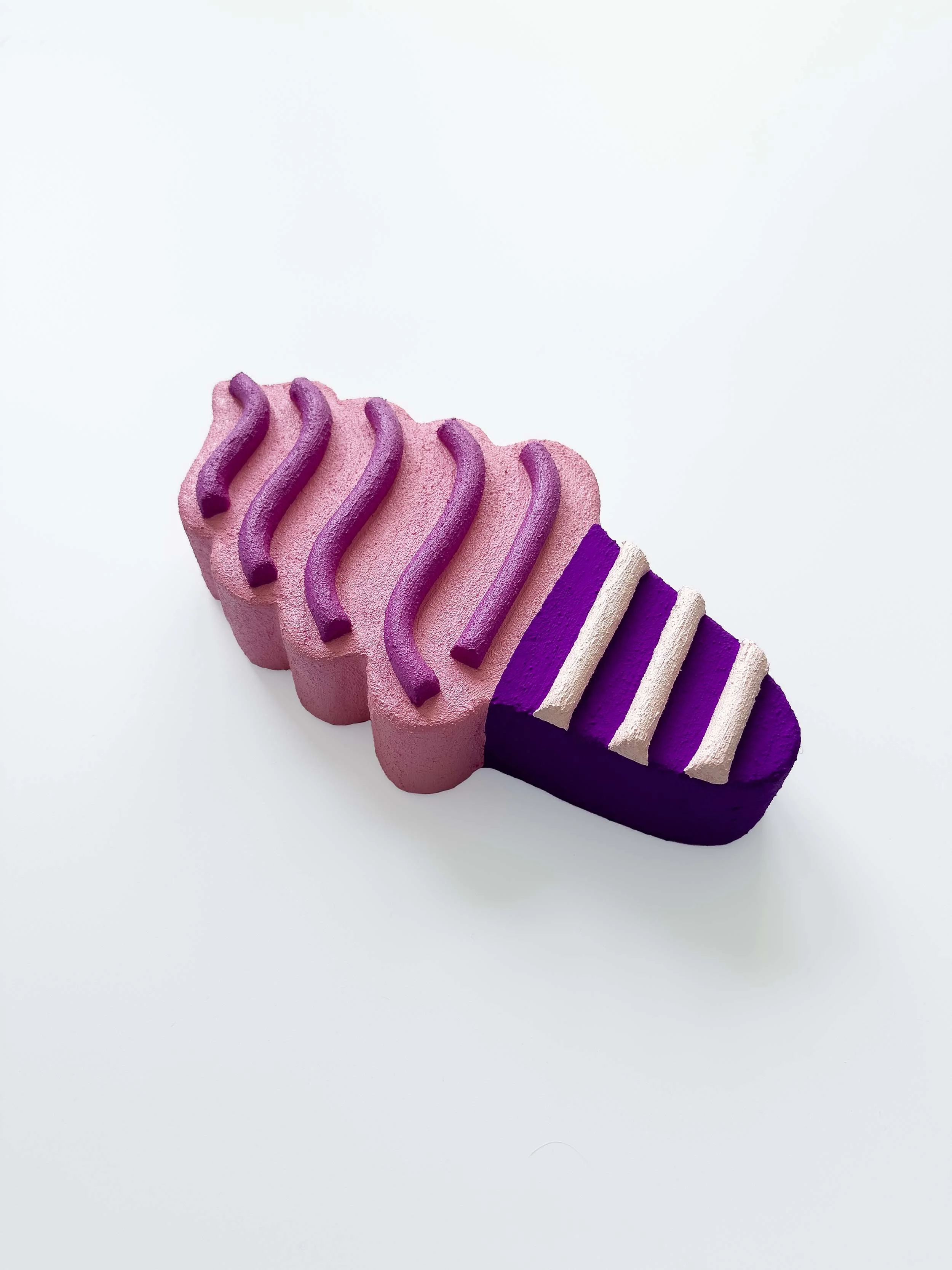 light-magenta-violet-ice-cream-sculpture-wall-art-steph-blondet-side.jpg