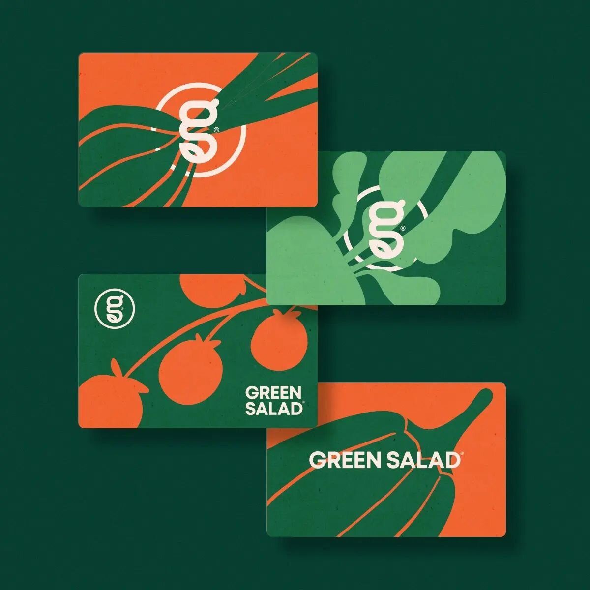 Brand assets are also very important, so we crafted with a lot love and care these organic and natural feeling cards for Green Salad 🍃 
_

#logo #restaurant #branding #identity #fastfood #food #colors #logoinspirations #logosai #dribbble #behance #d