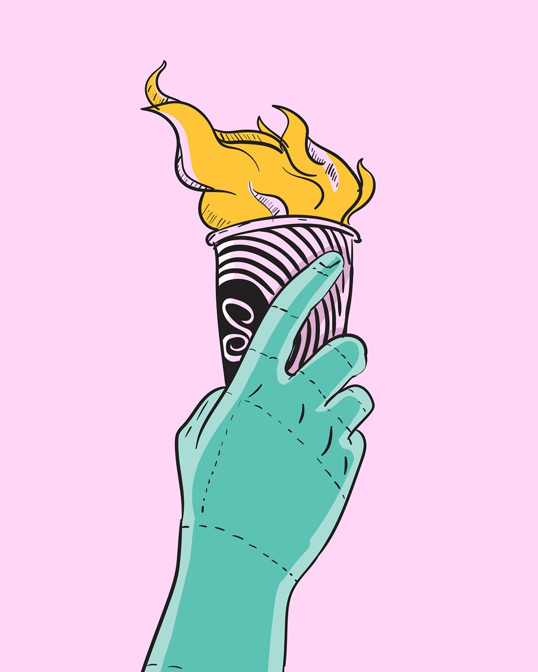 Iconic🗽 x @sachcaffe 

_
#illustration #coffee #liberty #iconic #statue #torch #onfire #design #caffe
