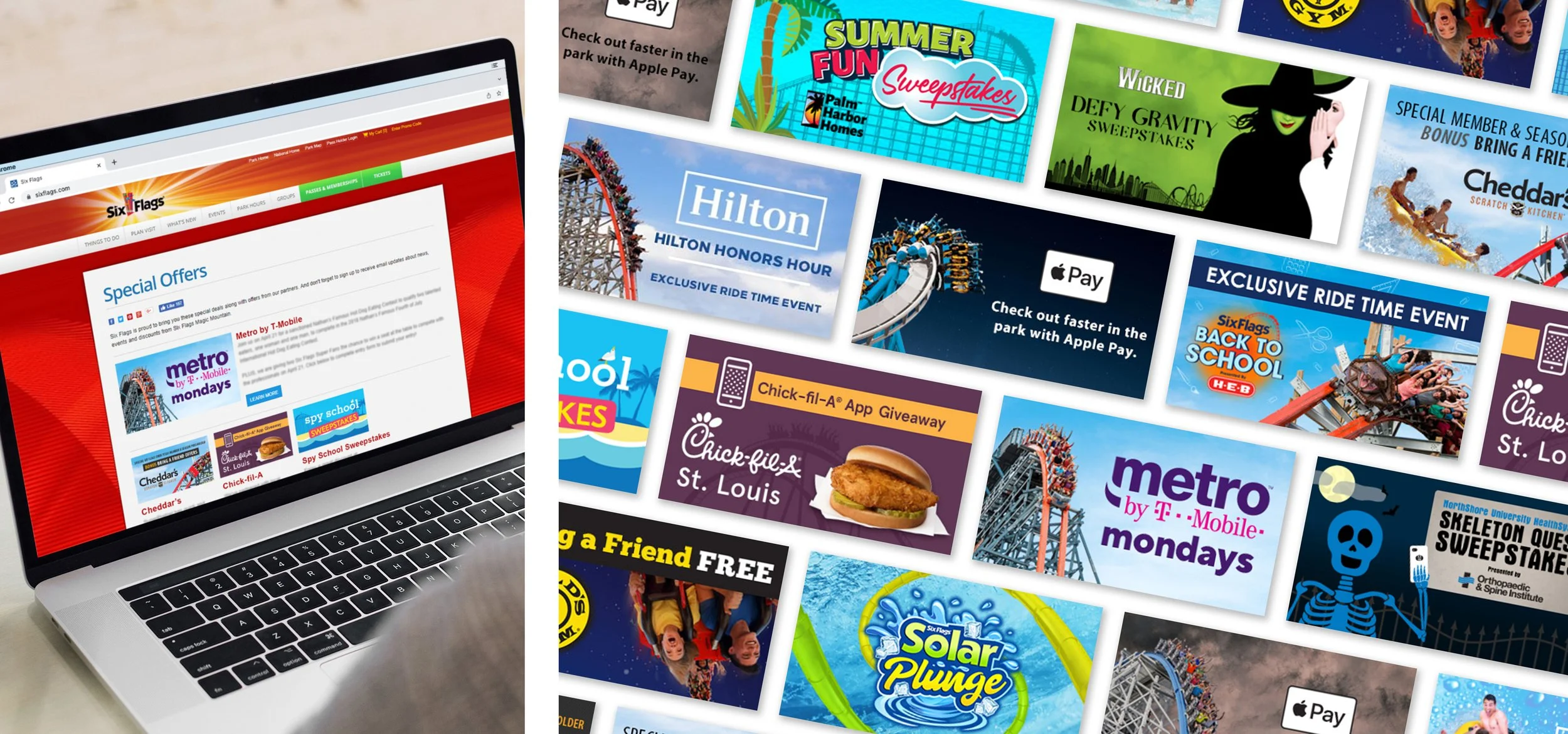 Six Flags Online Channels: SixFlags.com Special Offers Page Thumbnails