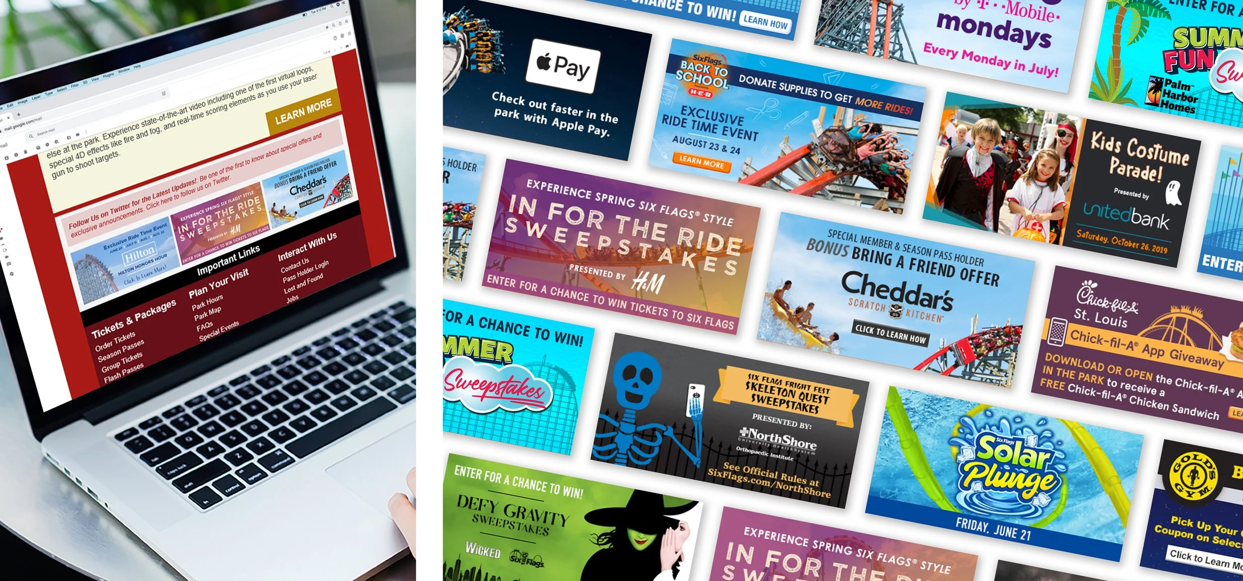 Six Flags Online Channels: E-newsletter Ad Thumbnails