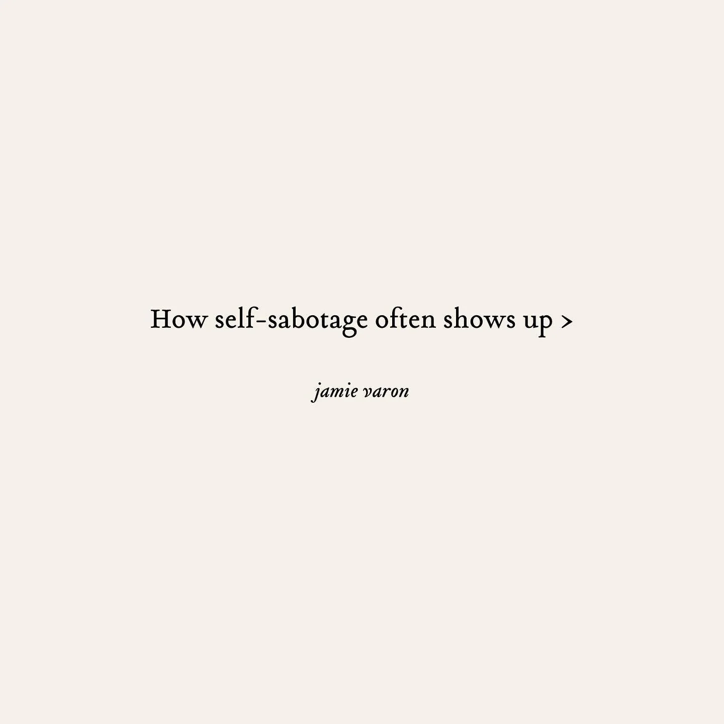 Self-sabotage is so sneaky it&rsquo;ll look like &ldquo;ambition&rdquo; and frenetic activity and being really really really busy. Self-fulfillment, on the other hand, means you give yourself a doable schedule, know when to say no, have only a few pr