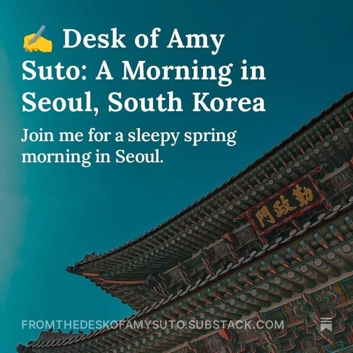 ICYMI, my latest newsletter is about...⁠
⁠
✍️ What it&rsquo;s like working remotely in Seoul, South Korea⁠
⁠
☕️ Some dispatches from what it&rsquo;s like here⁠
⁠
😎 A slow morning in the life of an author and traveler⁠
⁠
👀 Read it on my profile, go 
