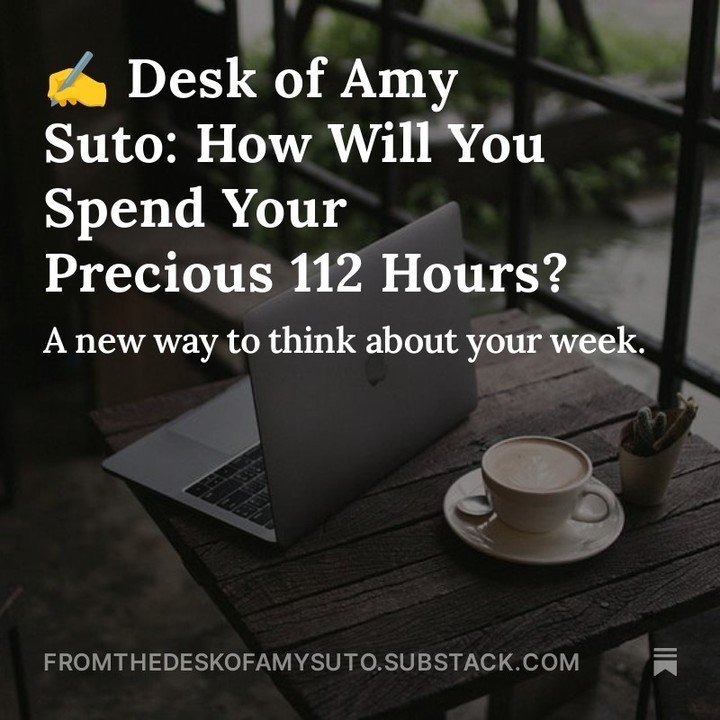 In today&rsquo;s newsletter, you&rsquo;ll read about&hellip;⁠
⁠
✍️ A new way to think about how you spend your week⁠
⁠
☕️ The power of prioritization⁠
⁠
😎 What my 112 hours look like each week⁠
⁠
👀 Read it on my profile, go to ✍️ From the Desk of A